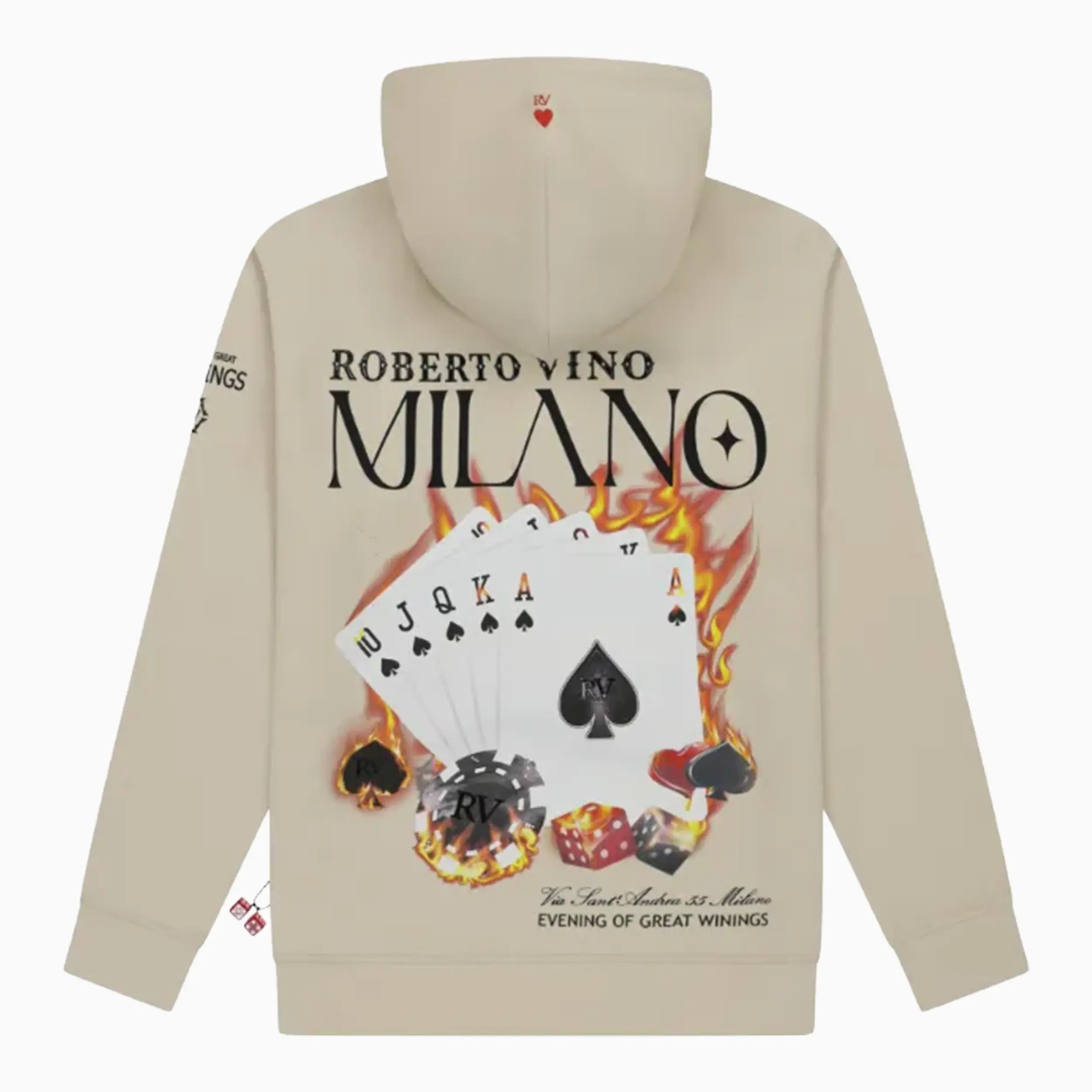 Men's Burning Cards Hoodie Roberto Vino - Tops and Bottoms USA