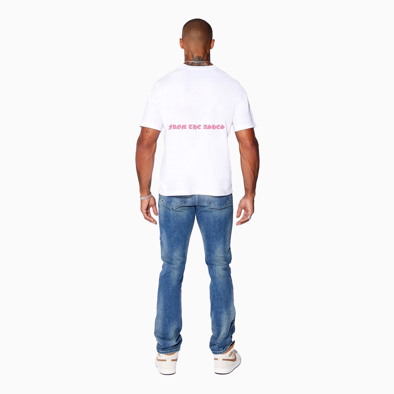 Men's  Ashes Pink In White T Shirt