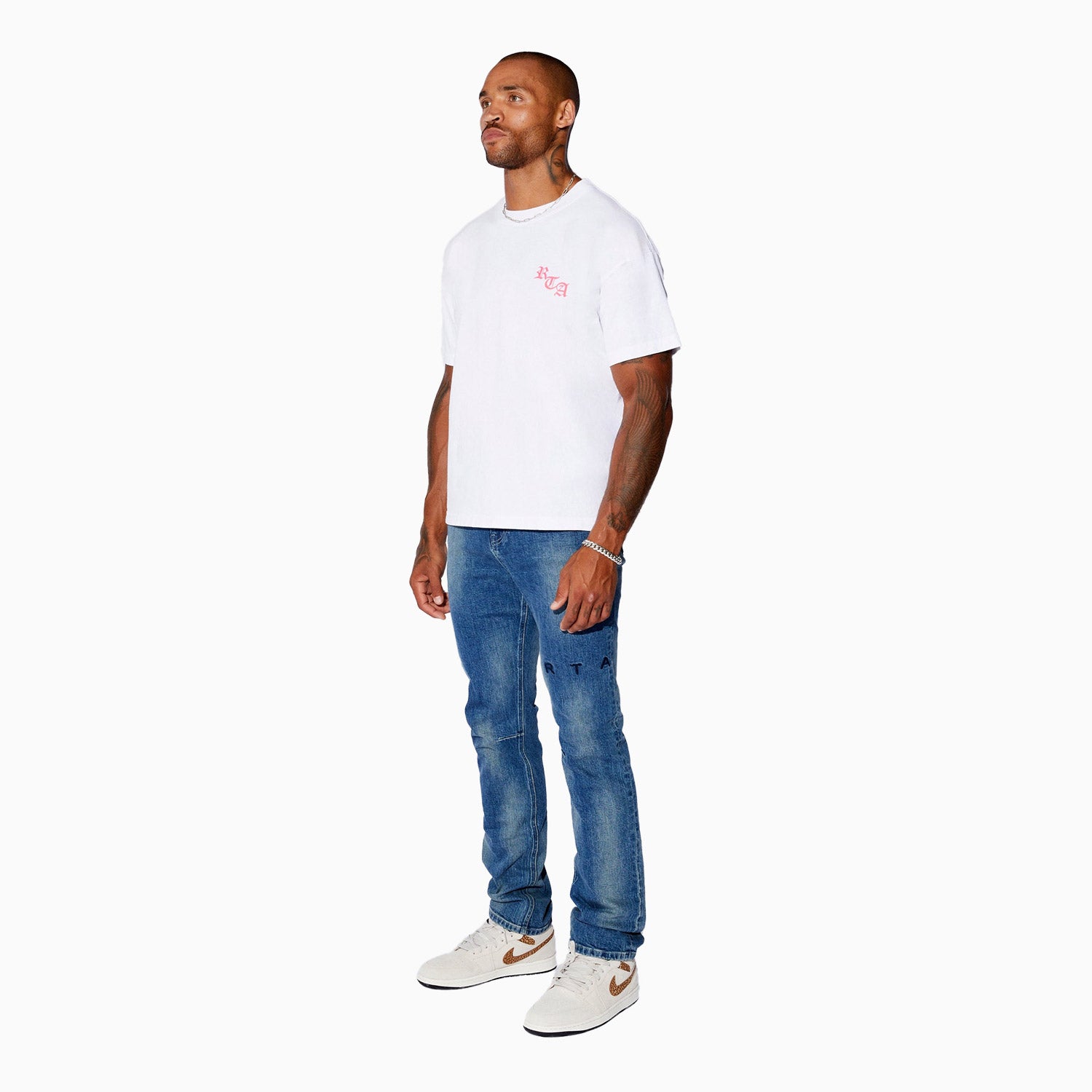 Men's  Ashes Pink In White T Shirt