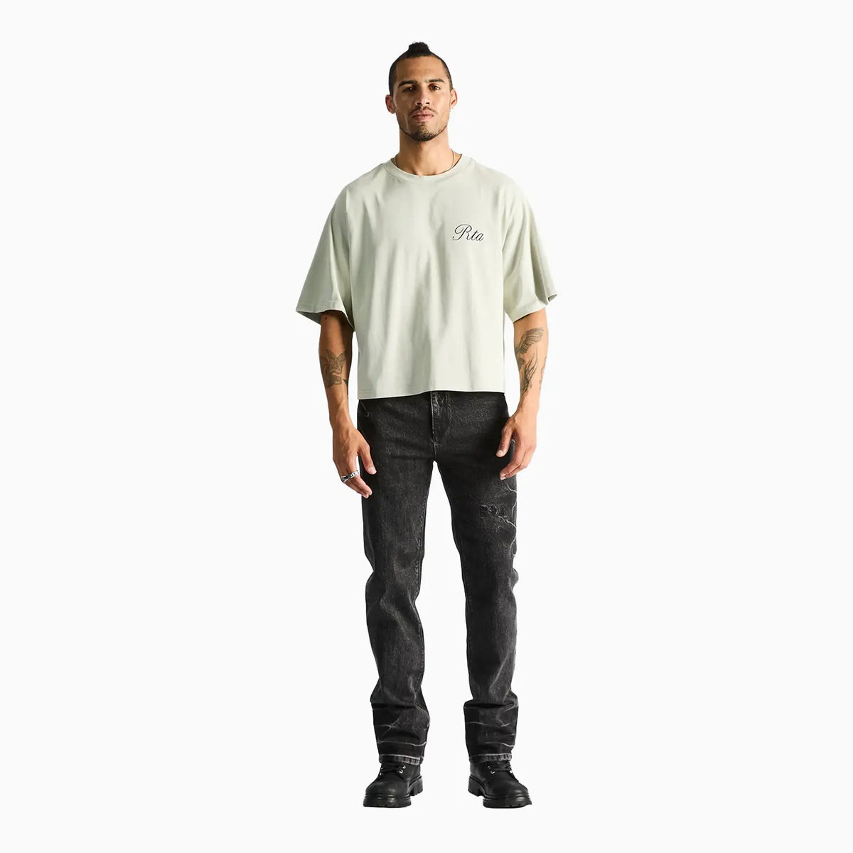 Men's Austin Cropped Oversized T-Shirt RTA - Tops and Bottoms USA
