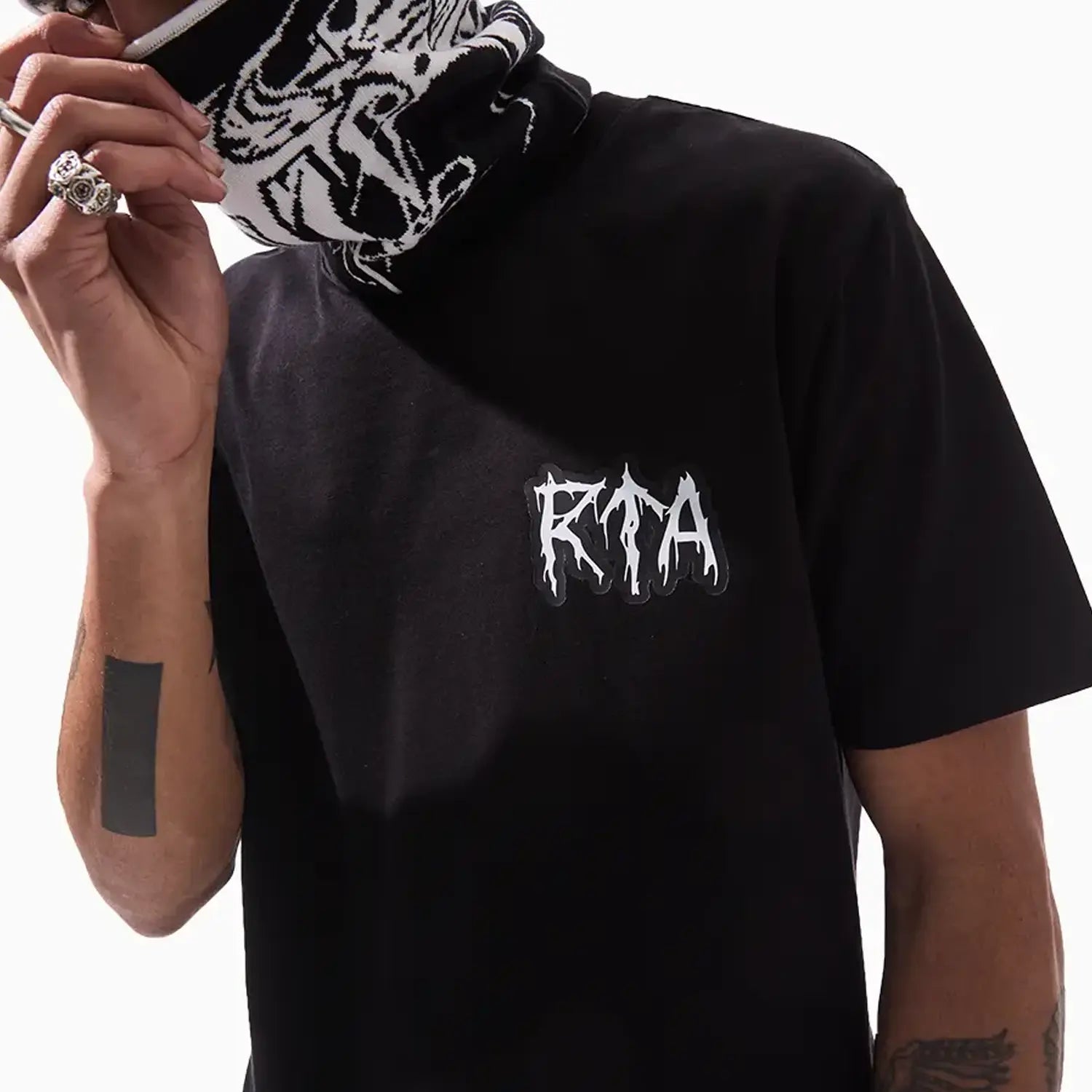Men's Liam Black Cyber Metal T-Shirt RTA - Tops and Bottoms USA