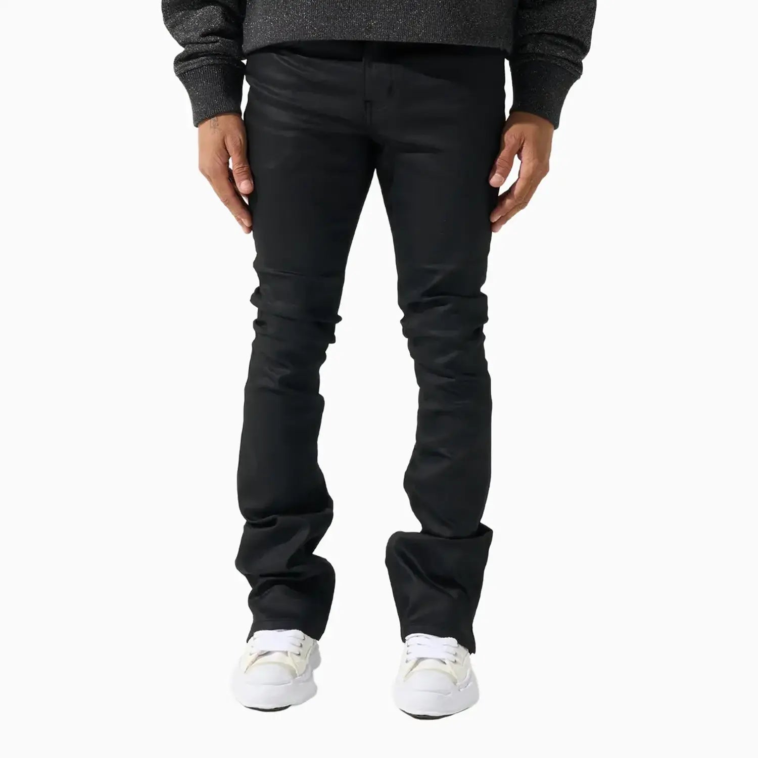 Serenede Men's Caviar Wax Stacked Jeans Pant