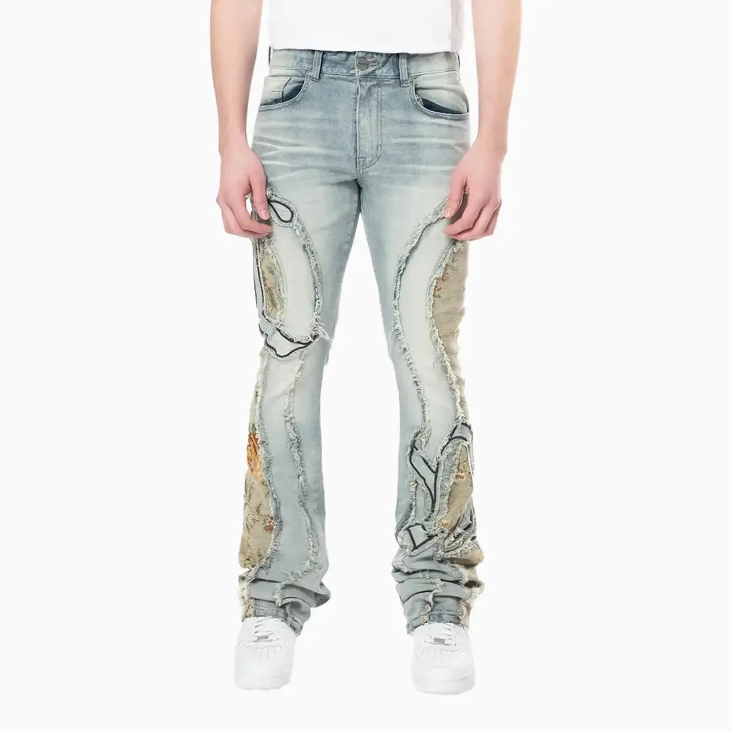 smoke-rise-mens-stacked-pinched-flared-tapestry-paneled-jean-pant-jp24513-vanilla