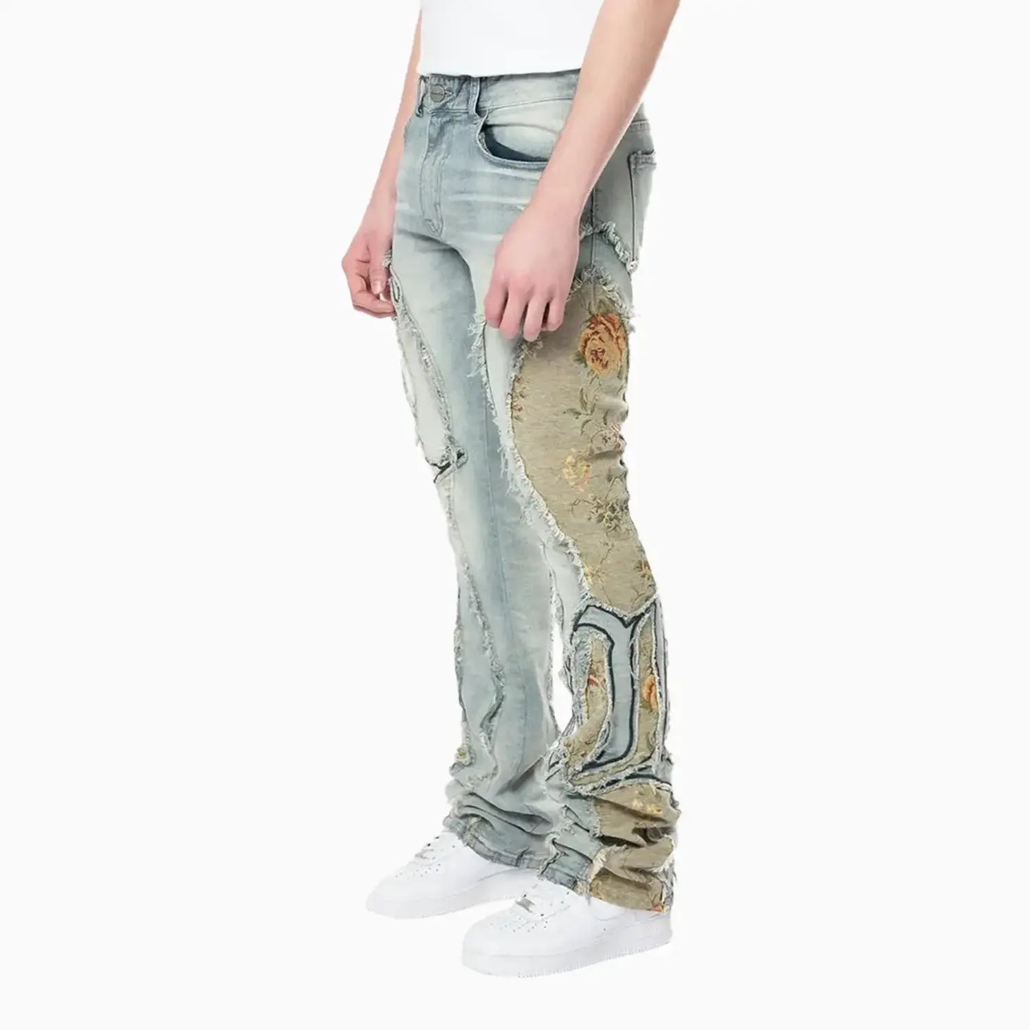 smoke-rise-mens-stacked-pinched-flared-tapestry-paneled-jean-pant-jp24513-vanilla