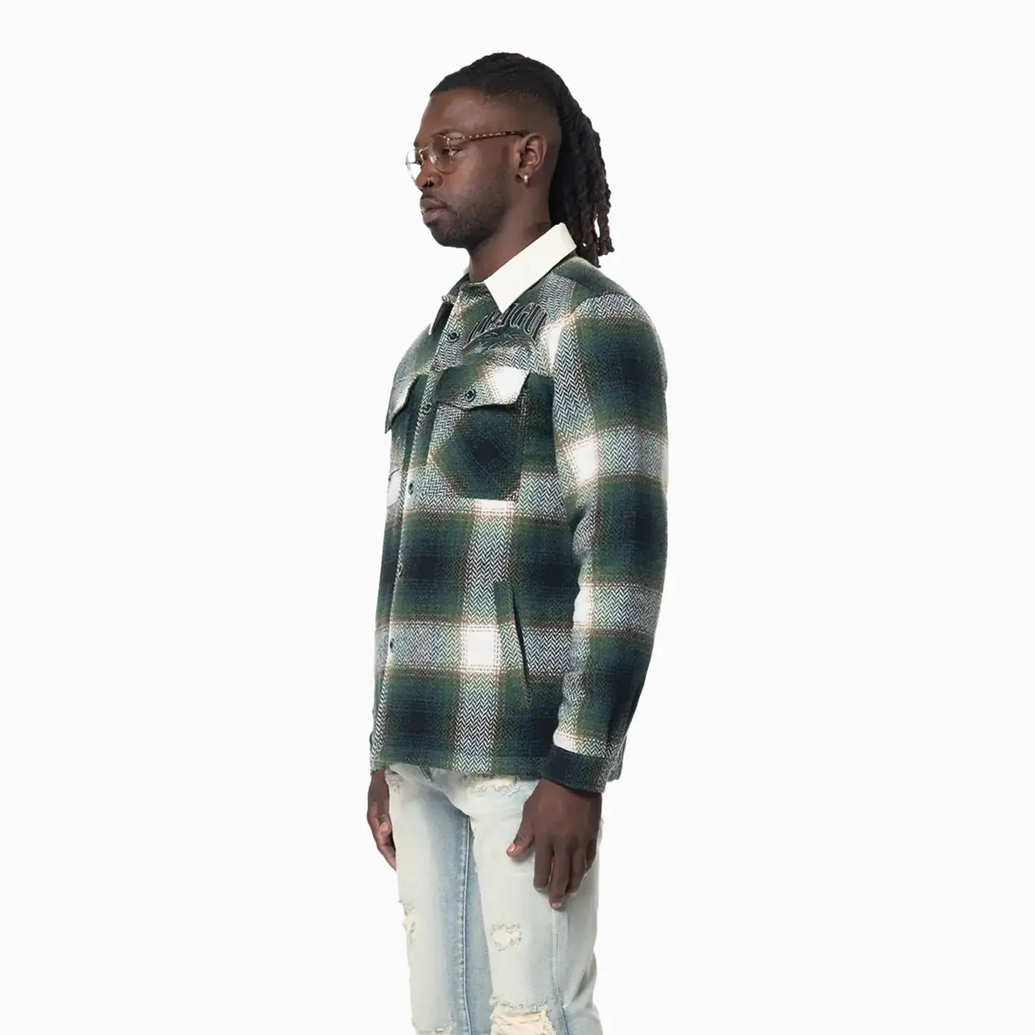 smoke-rise-mens-vegan-leather-collar-plaid-shacket-shirt-oh24687-spruce