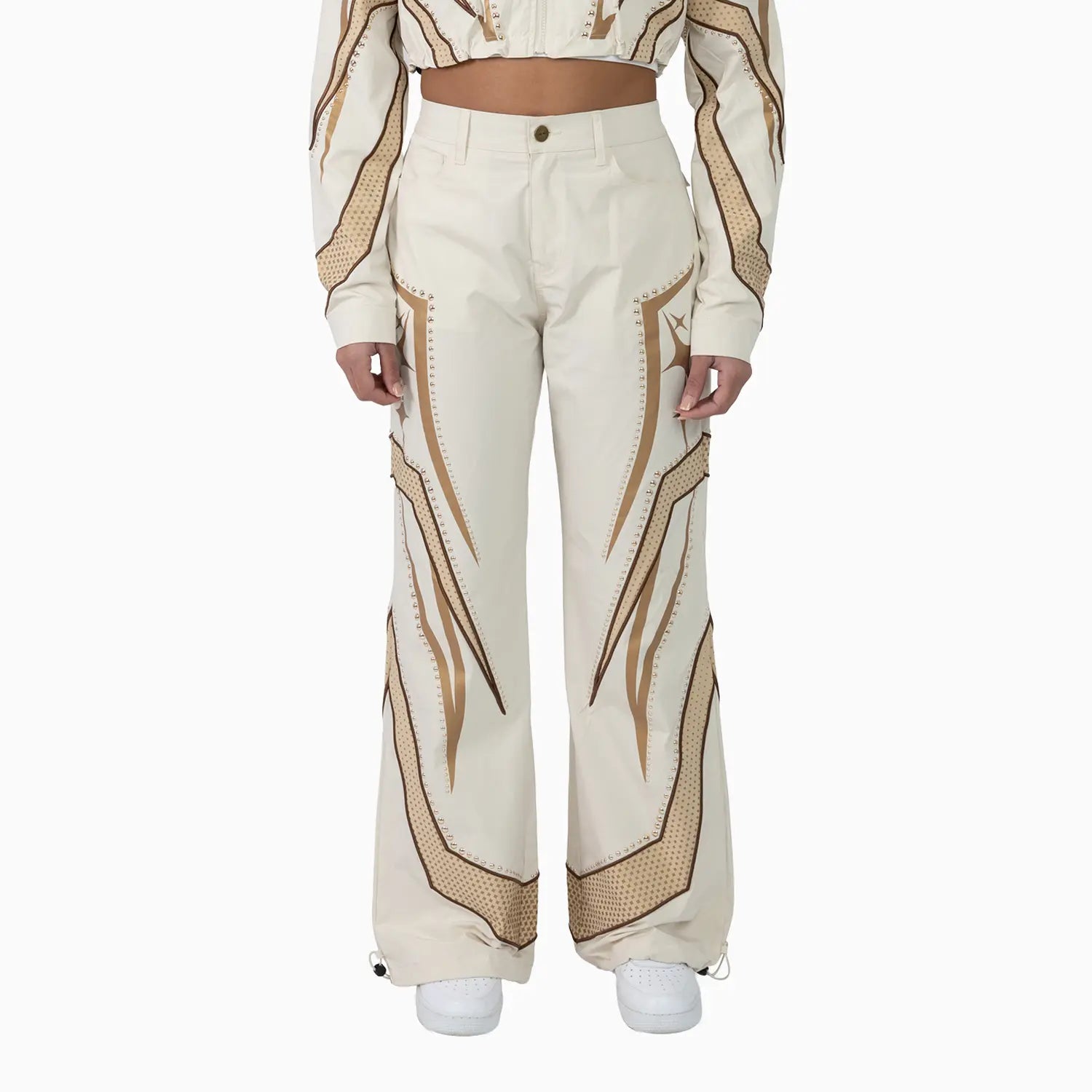 Women’s Oatmeal Cropped Tracksuit Smoke Rise - Tops and Bottoms USA