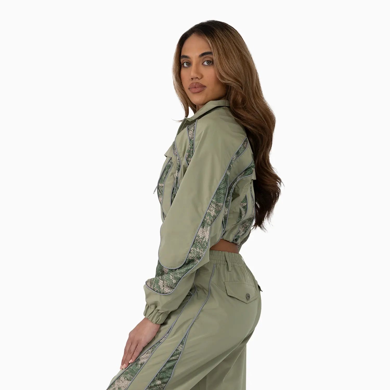Women’s Olive Green Cropped Tracksuit