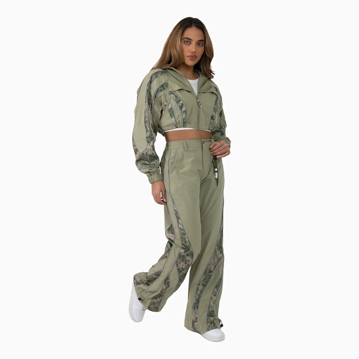Women’s Olive Green Cropped Tracksuit