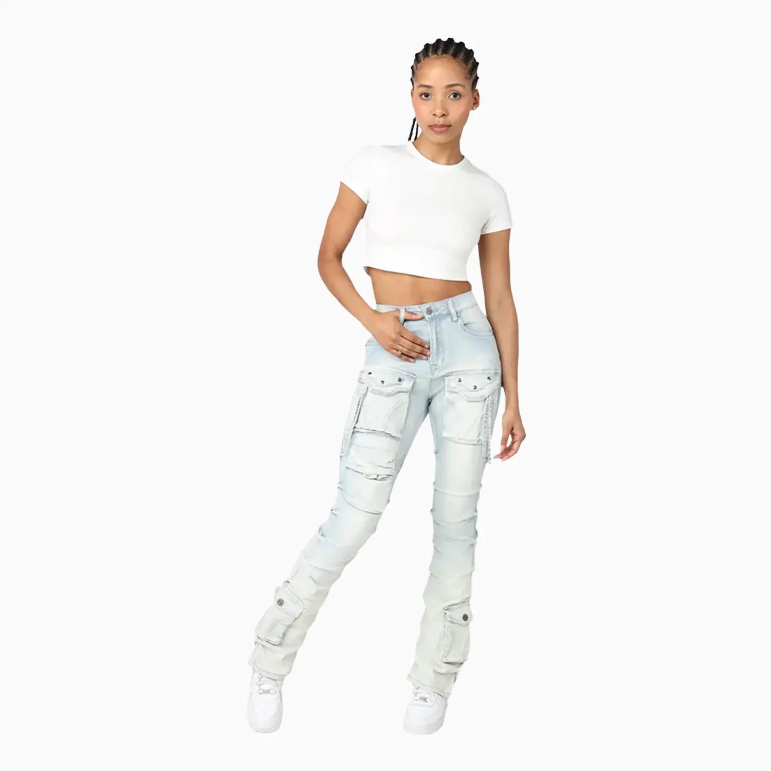 smoke-rise-womens-high-rise-lightening-wash-stacked-jeans-pant-ap25113-prb