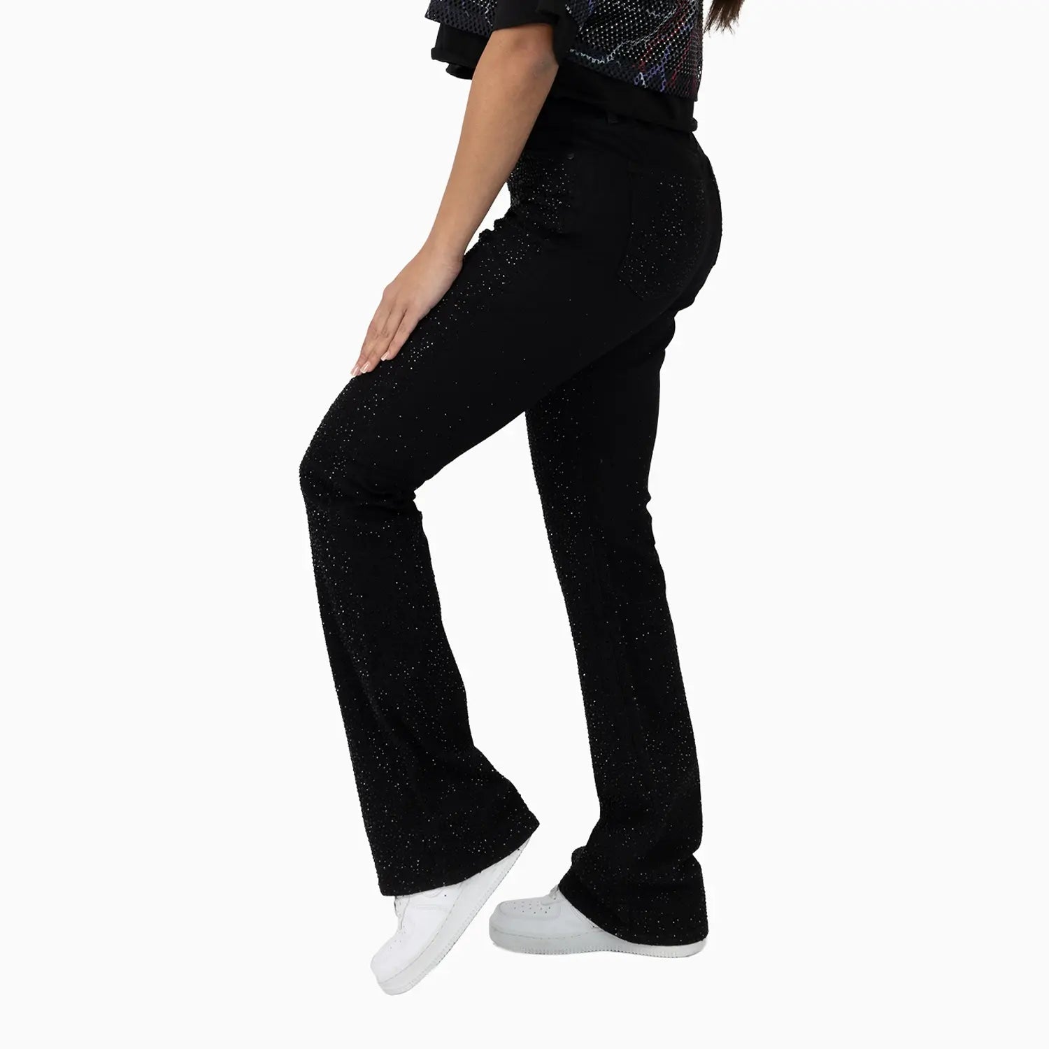 Women's High Rise Printed Wide Leg Jean Pant Smoke Rise - Tops and Bottoms USA