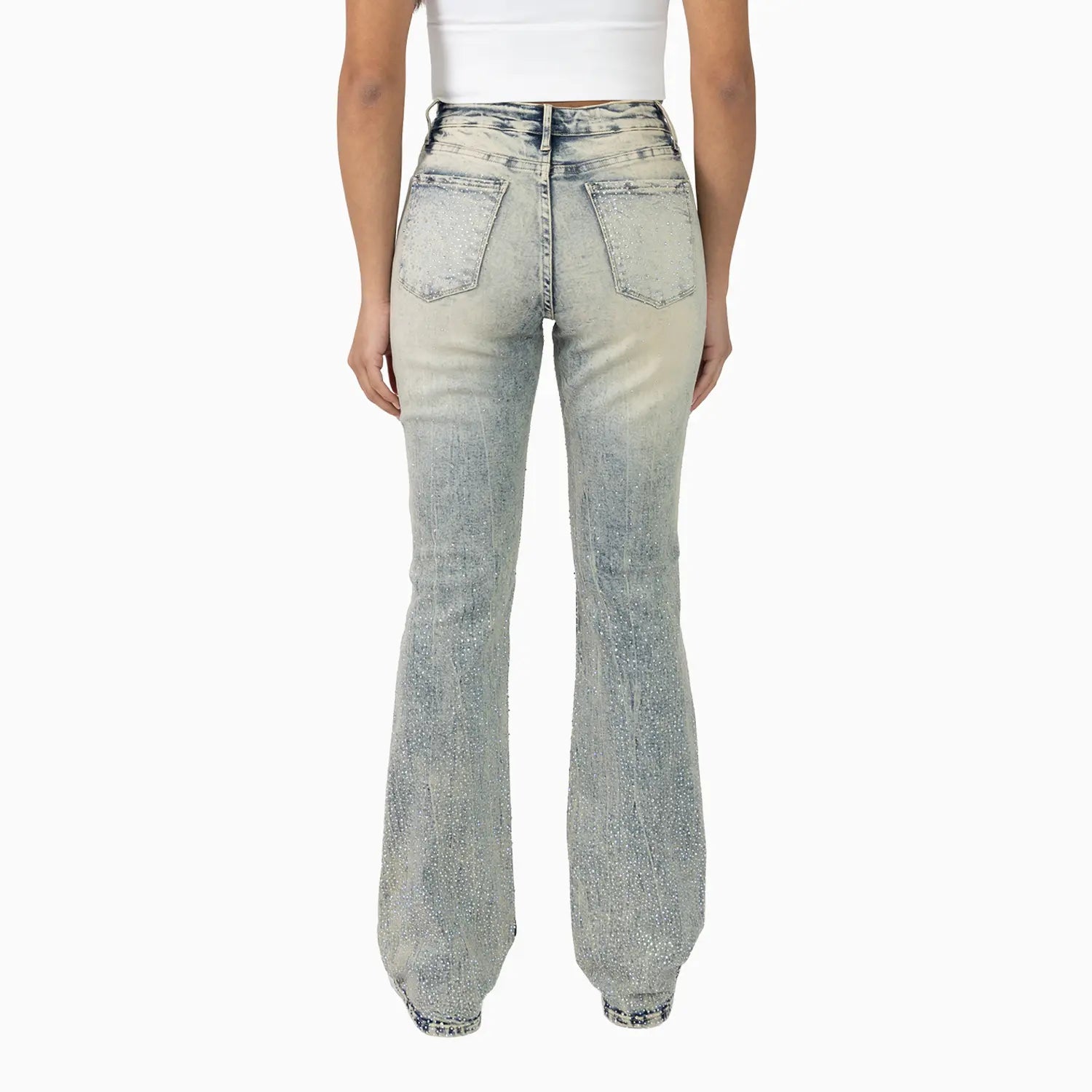 Women's High Rise Rhinestone Jean Pant Smoke Rise - Tops and Bottoms USA