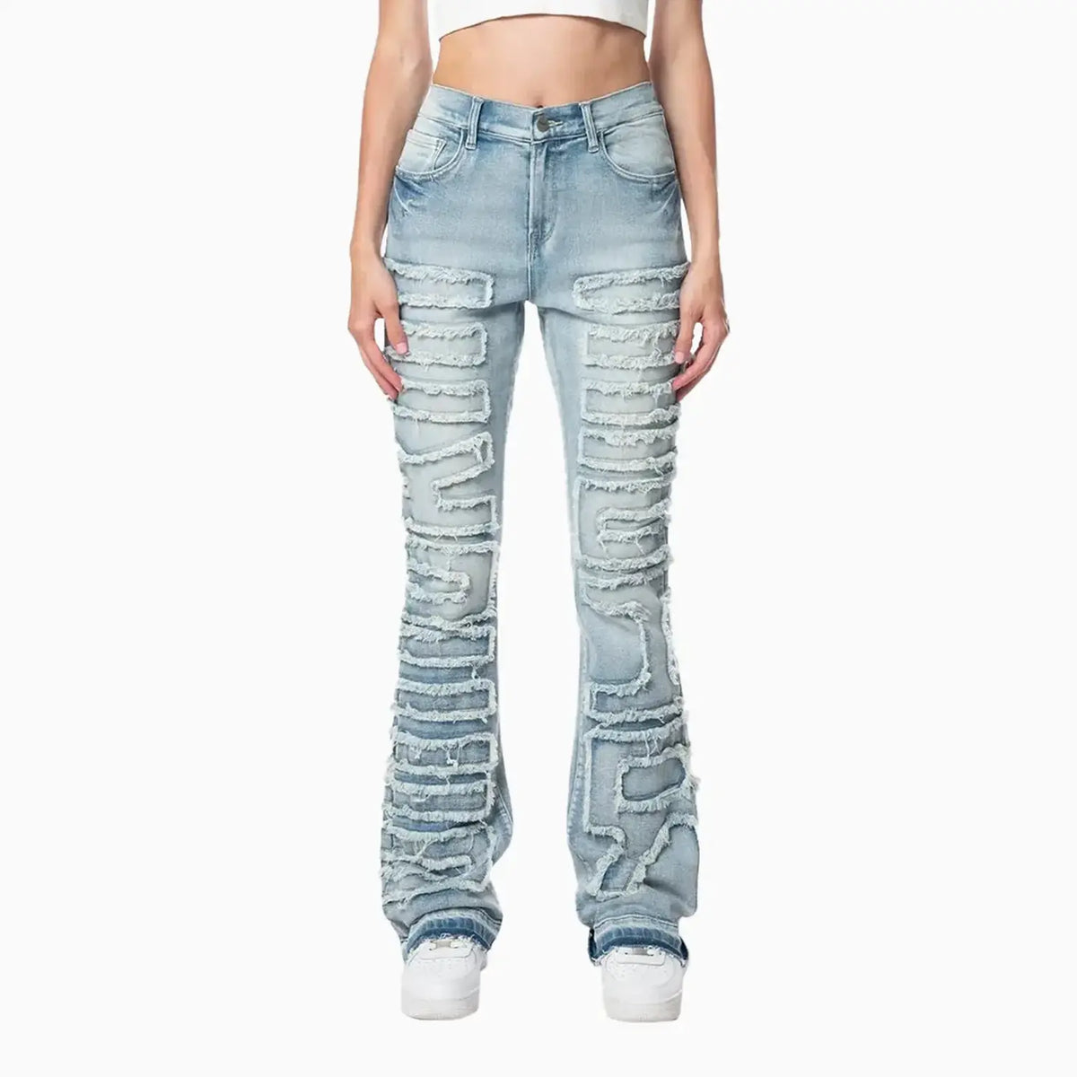 Smoke Rise Women's High Rise Stacked Applique Jeans Pant
