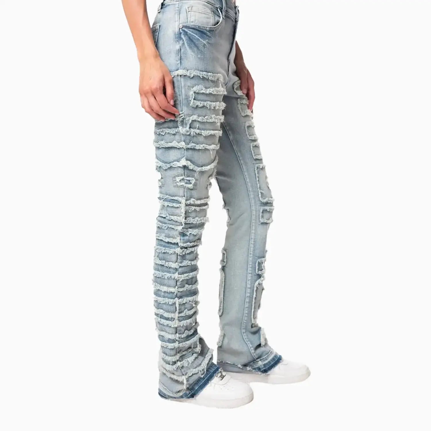 Women's High Rise Stacked Applique Jeans Pant Smoke Rise - Tops and Bottoms USA