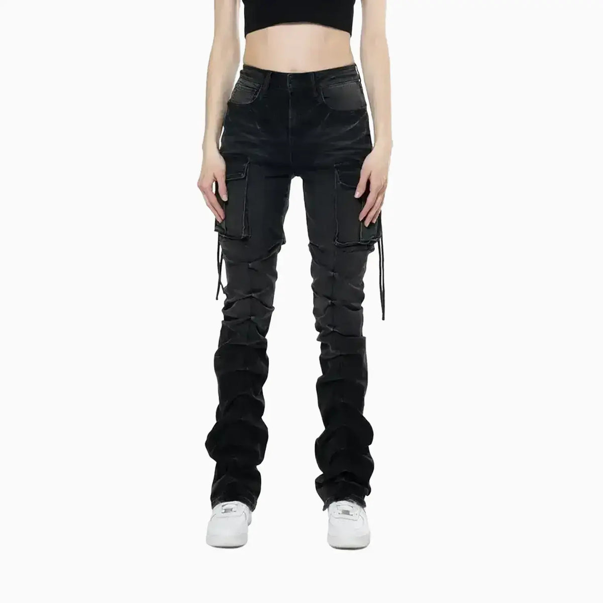 High Rise Flack Stack Smoke Rise Women's High Rise Washed Stack Jeans Pant