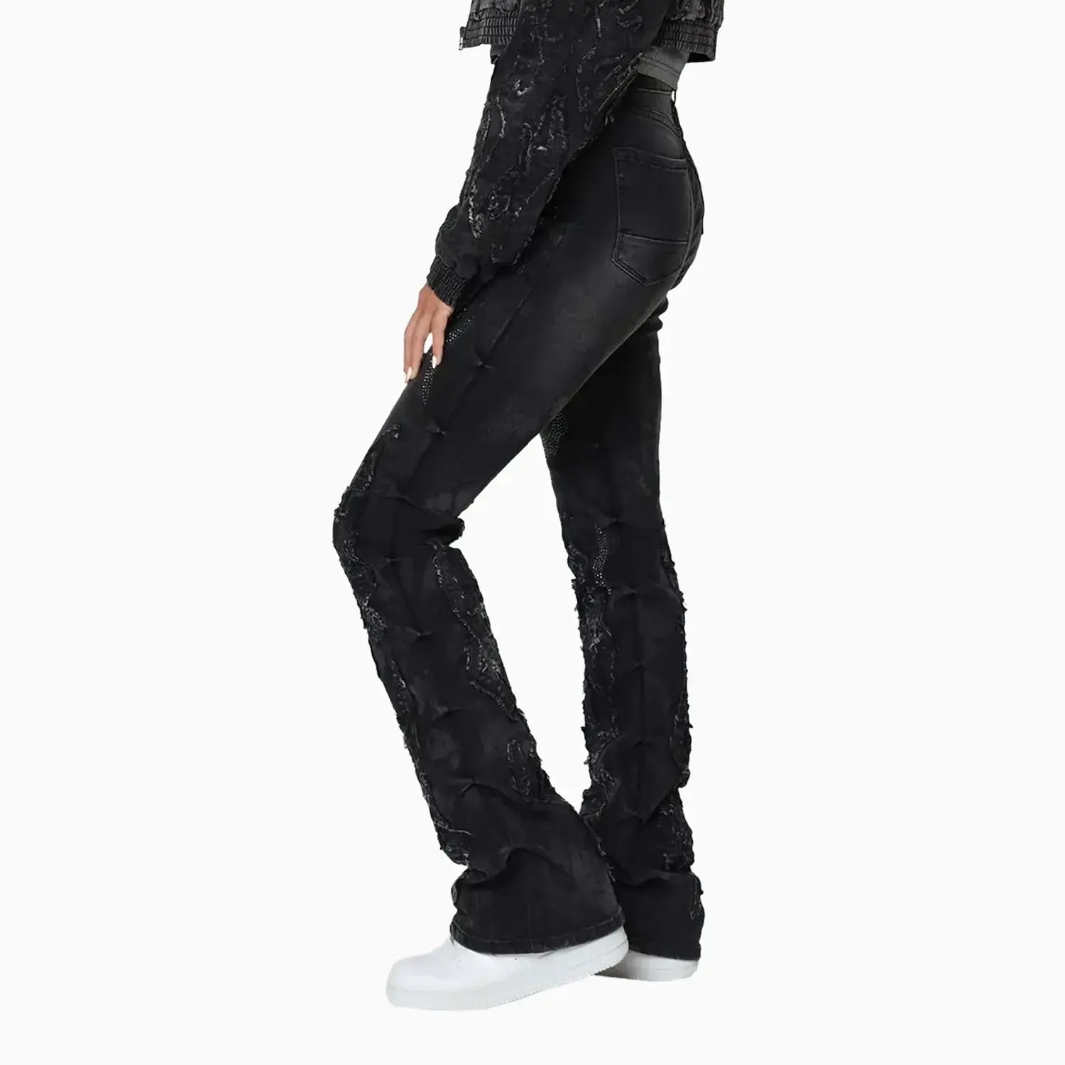 Women's Noir Rhinestone Denim Jacket & Jeans Outfit