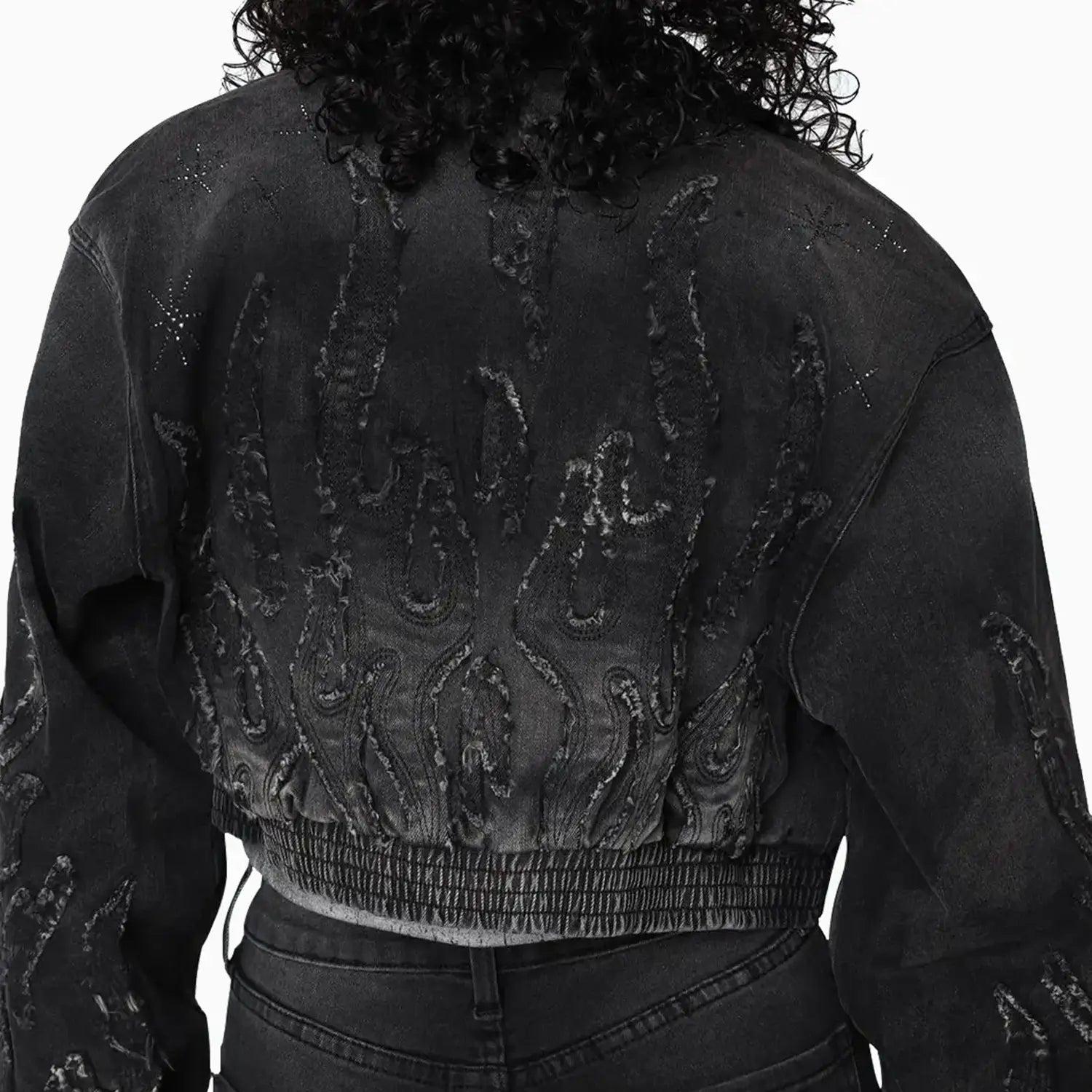 Women's Noir Rhinestone Denim Jacket & Jeans Outfit