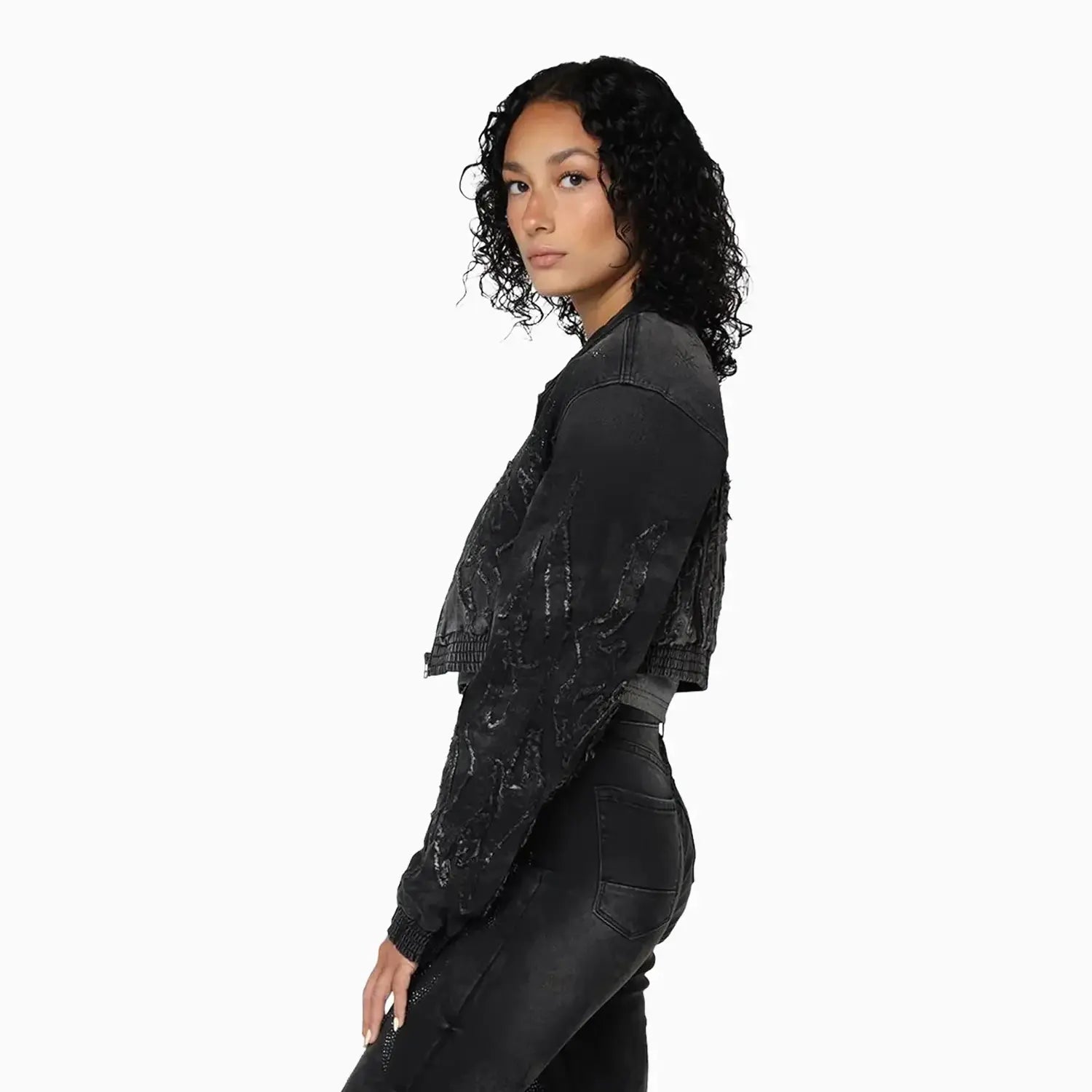Women's Noir Rhinestone Denim Jacket & Jeans Outfit