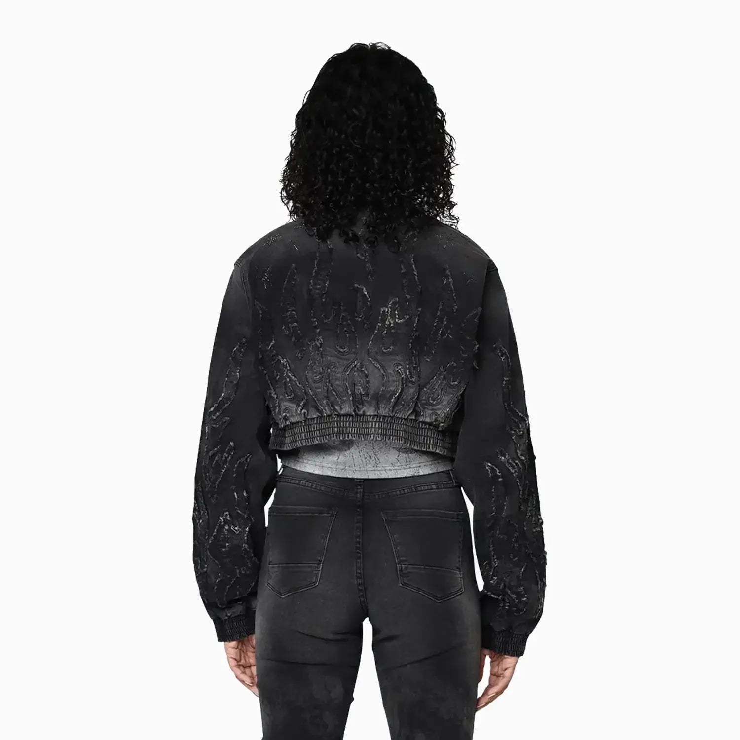 Women's Noir Rhinestone Denim Jacket & Jeans Outfit