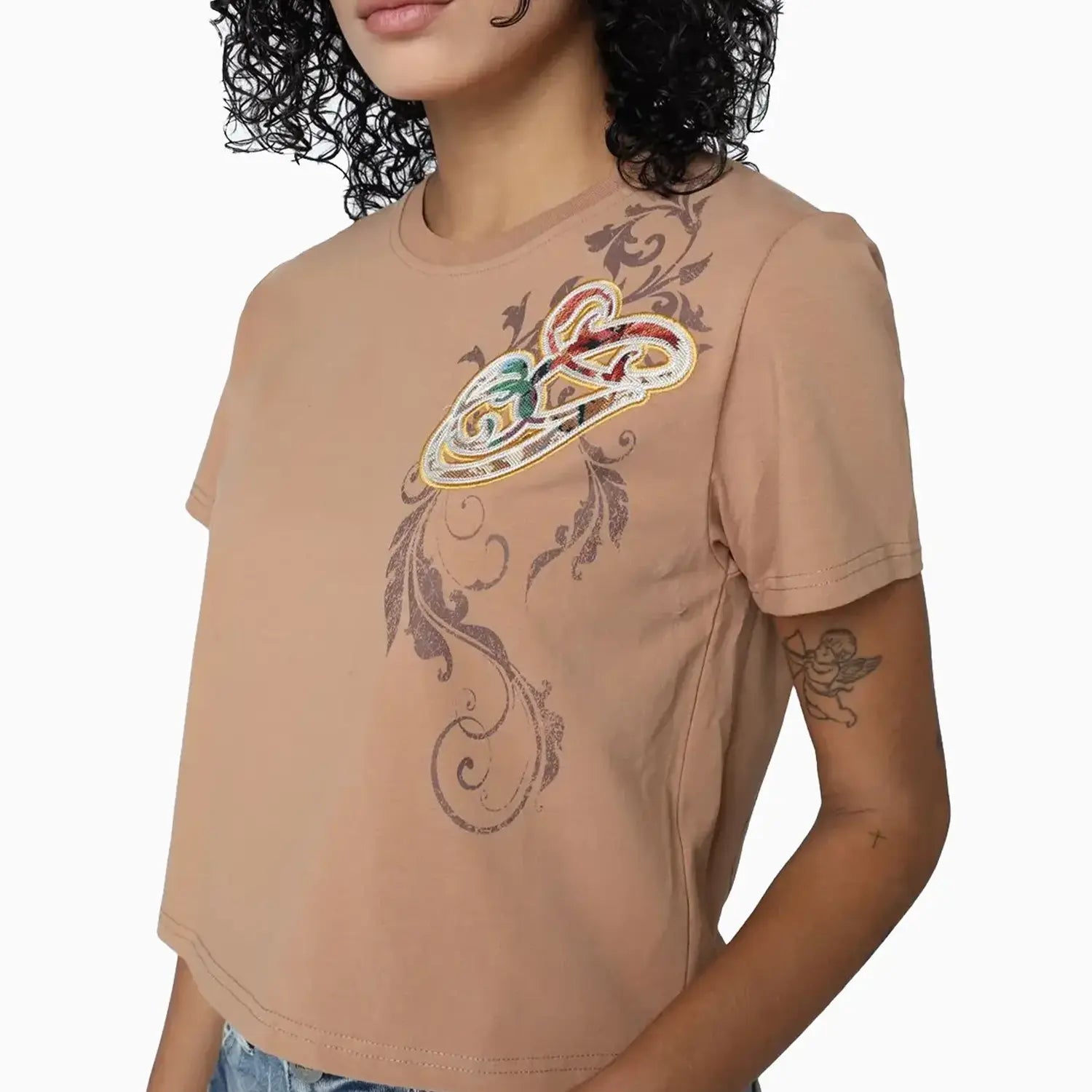 Women's Regular Fit Patch T-Shirt Smoke Rise - Tops and Bottoms USA
