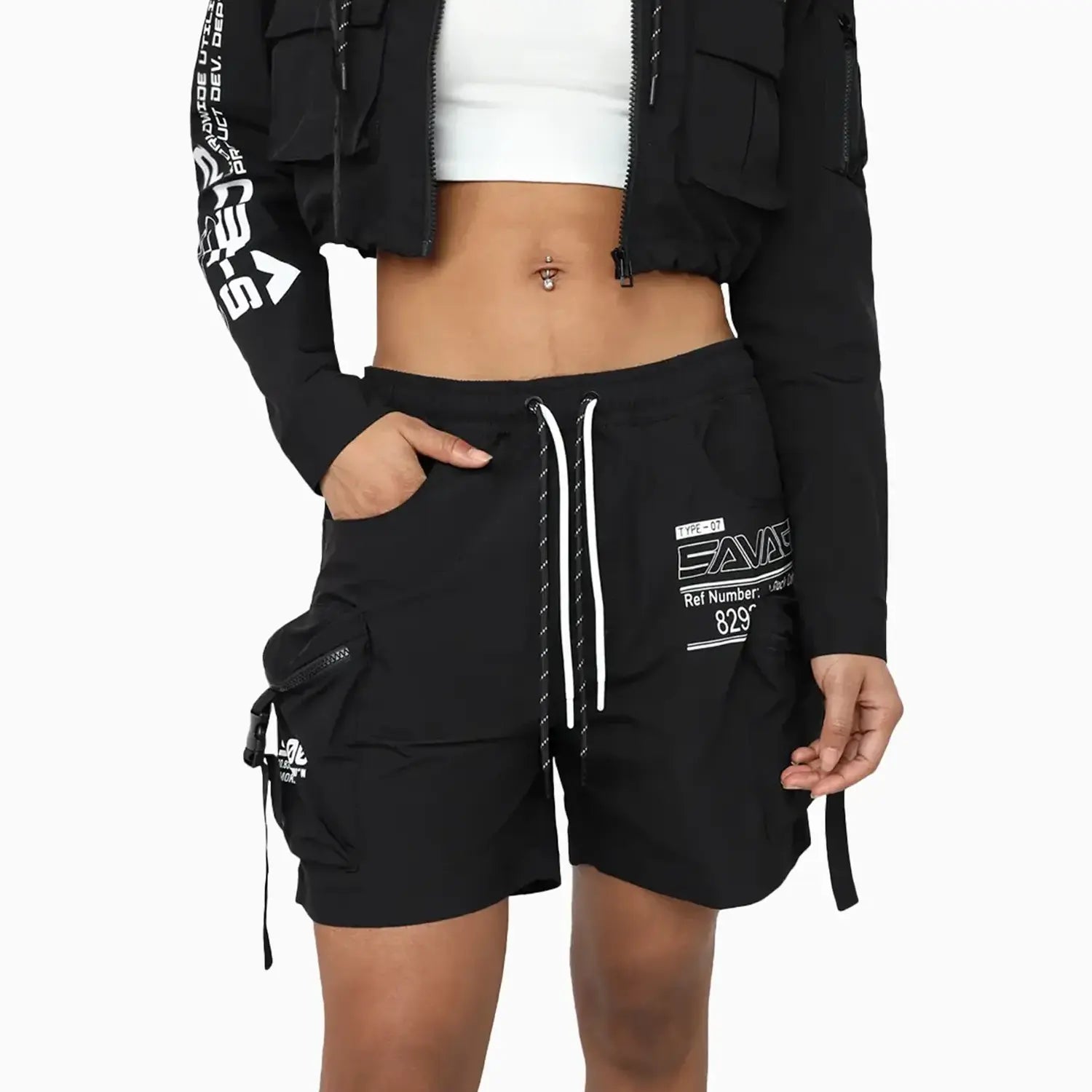 Women's Utility Windbreaker Nylon Printed Outfit Smoke Rise - Tops and Bottoms USA