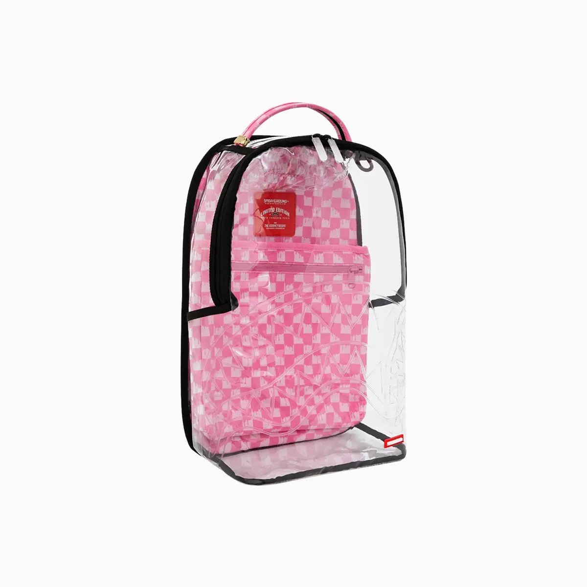 Clear Dlx Backpack Checked Out Pink Drip Sprayground - Tops and Bottoms USA