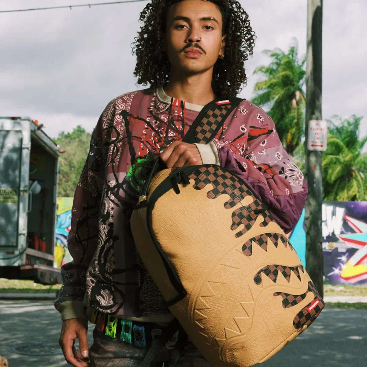 Designer Drip Effect Backpack Sprayground - Tops and Bottoms USA