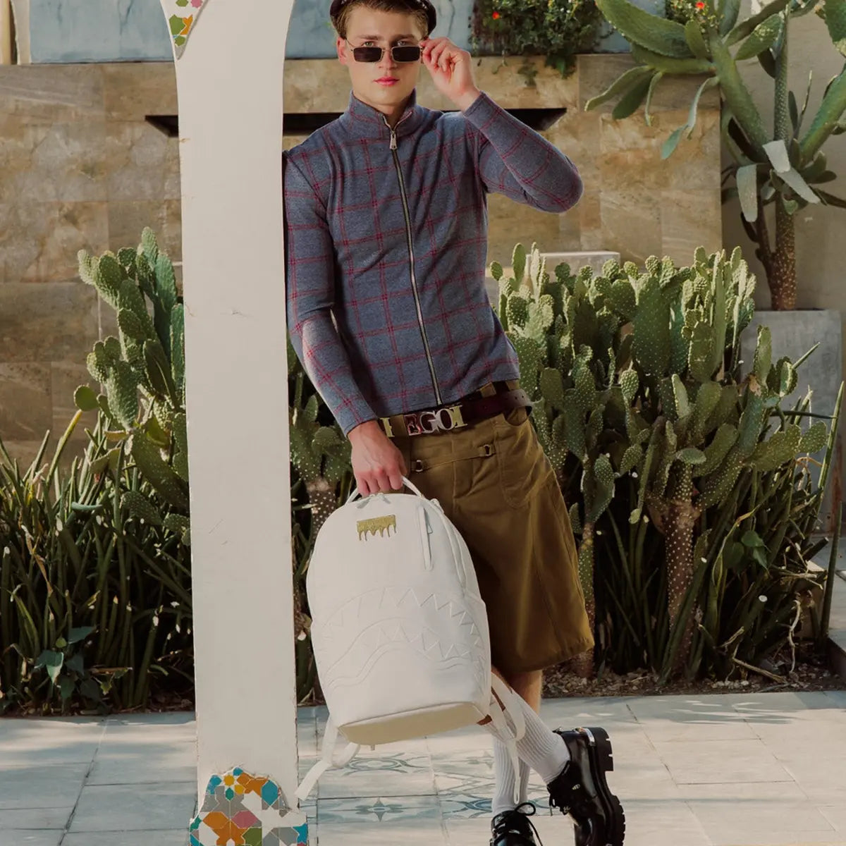 Gold Brick Luxe White Backpack