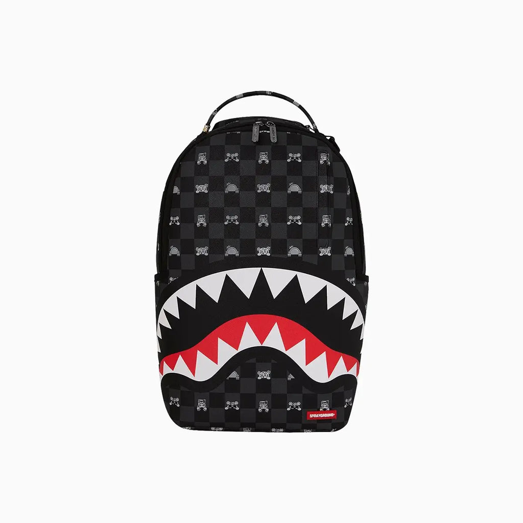 Sprayground Gray Peeking Character Check Backpack