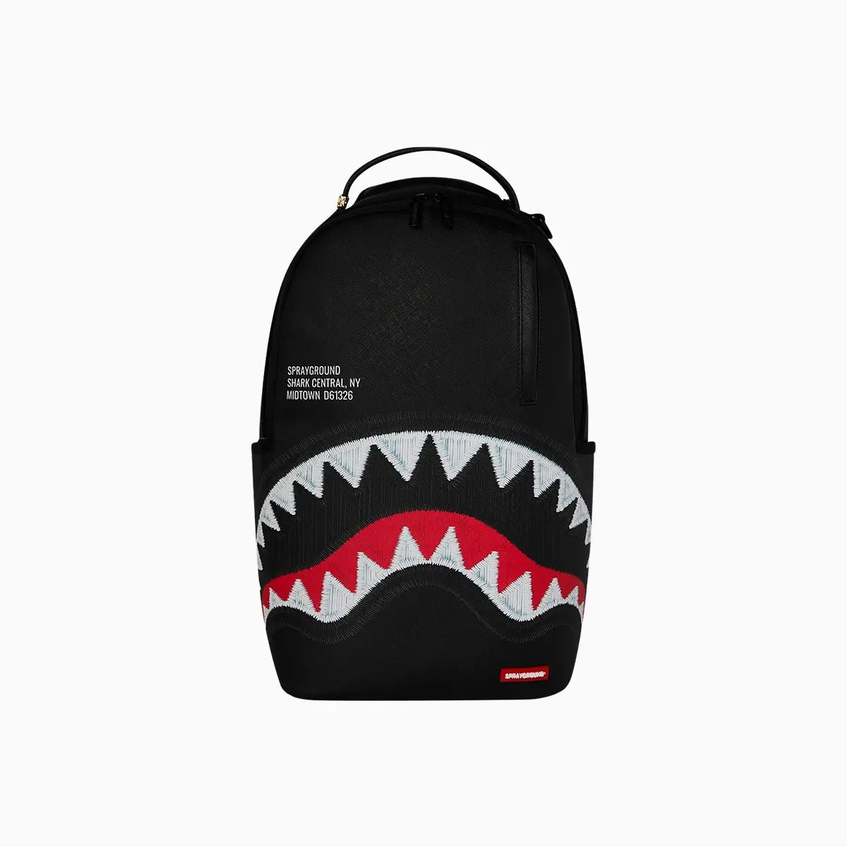 Shark Central Black Embroidered Shark Backpack Sprayground - Tops and Bottoms USA