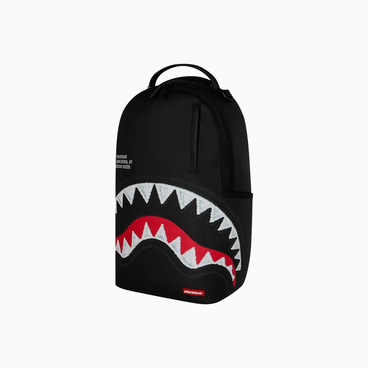 Shark Central Black Embroidered Shark Backpack Sprayground - Tops and Bottoms USA