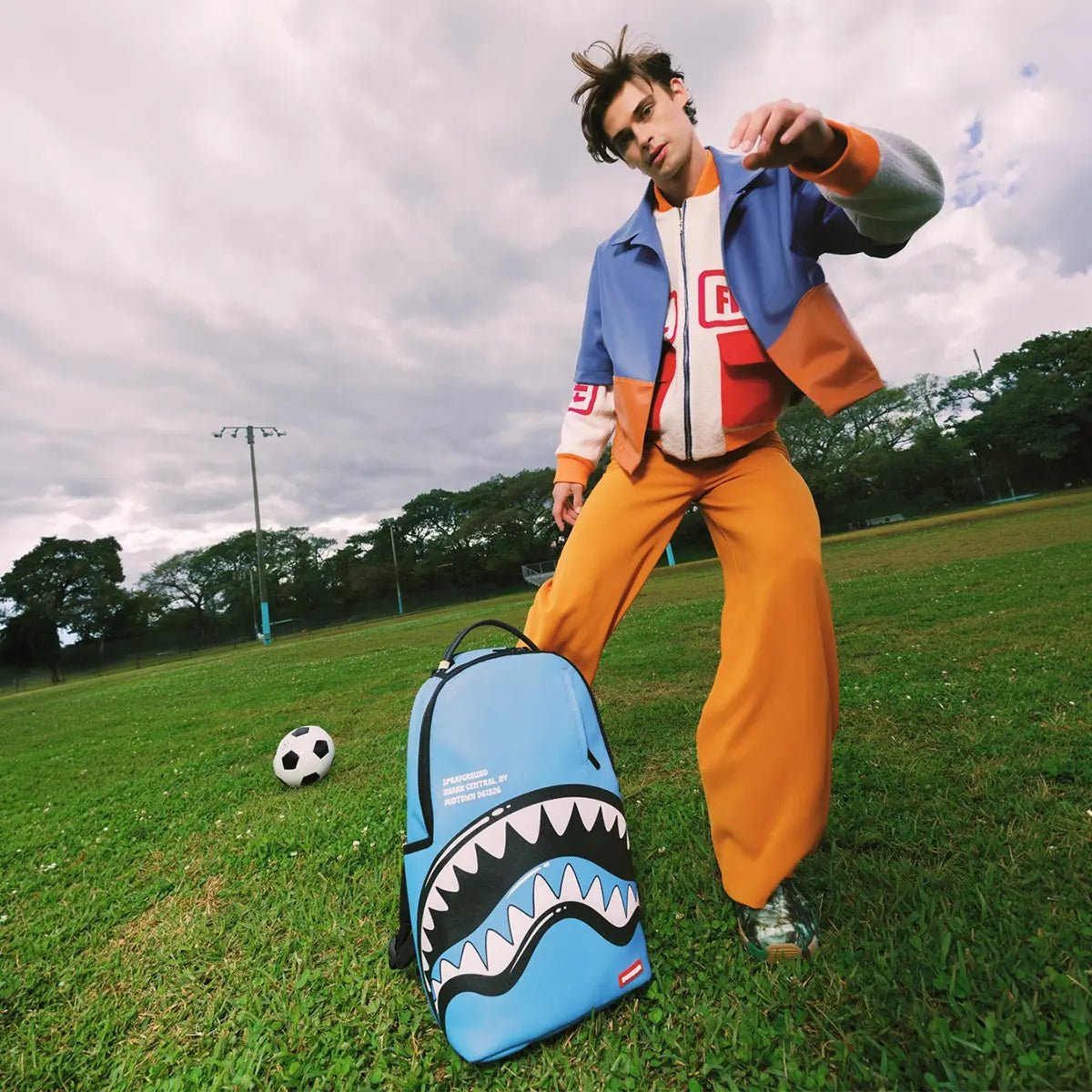 Shark Central Bubble Shark Sky Blue Backpack Sprayground - Tops and Bottoms USA