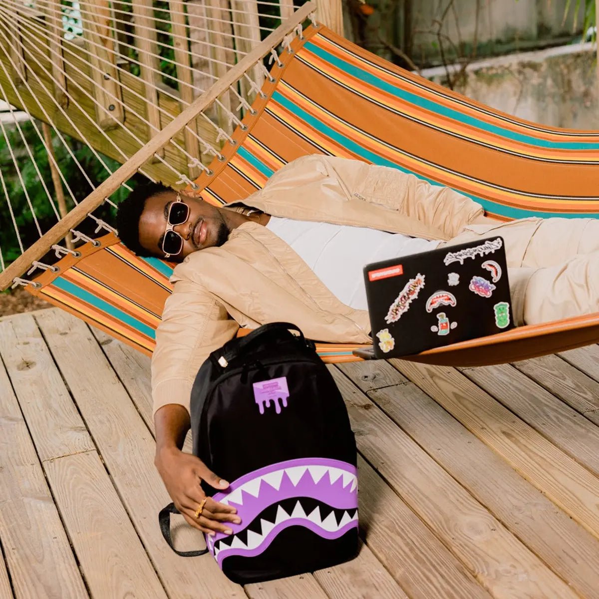 Shark Central Passport Purple Backpack Sprayground - Tops and Bottoms USA