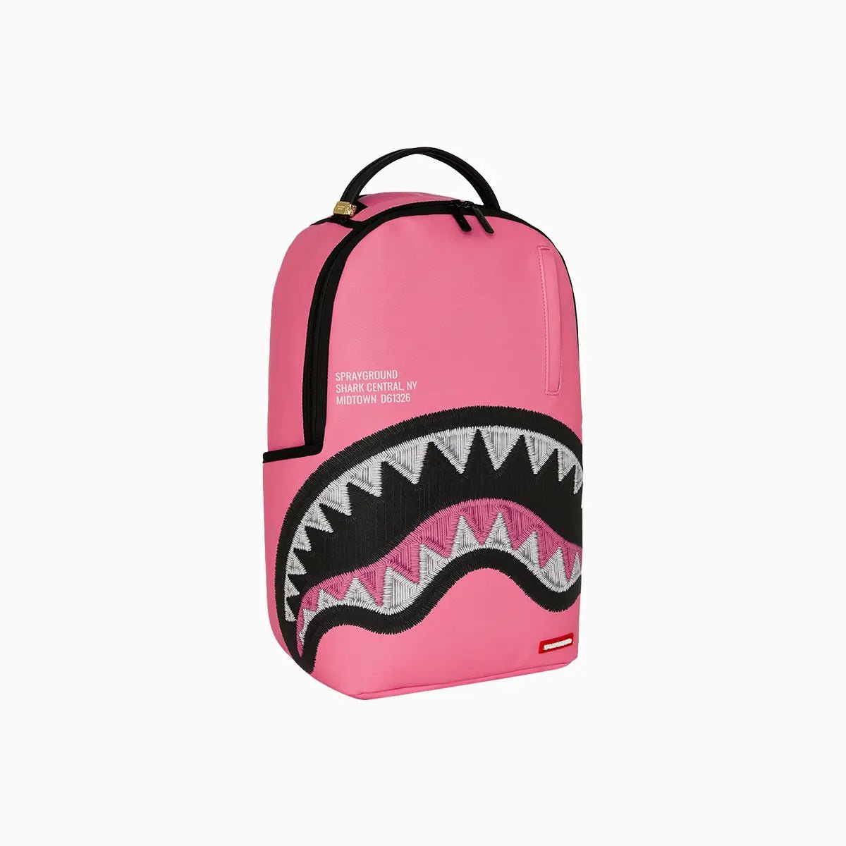 Shark Central Pink Embroidered Shark Backpack Sprayground - Tops and Bottoms USA
