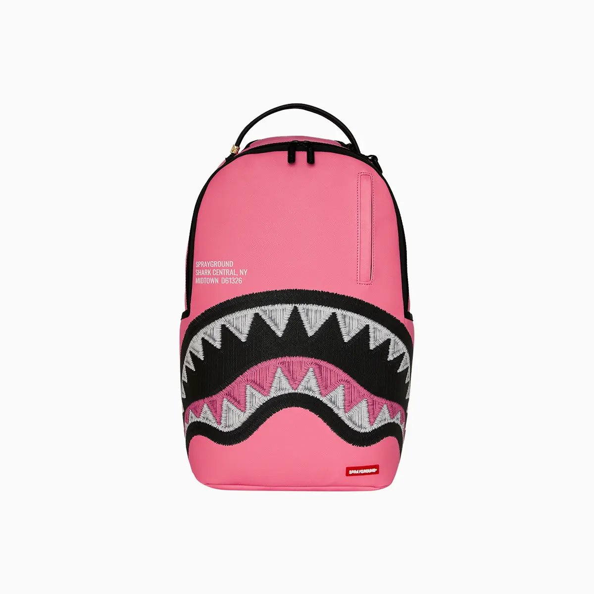 Shark Central Pink Embroidered Shark Backpack Sprayground - Tops and Bottoms USA