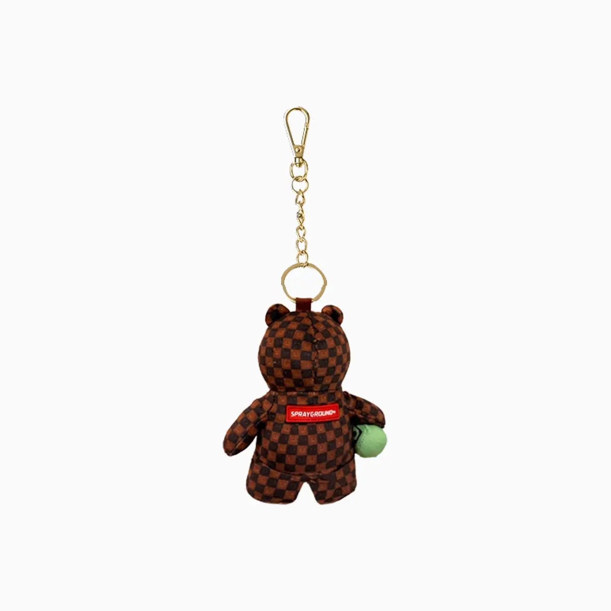 Sip WTF Bubbly Brown Check Bear Keychain Sprayground - Tops and Bottoms USA