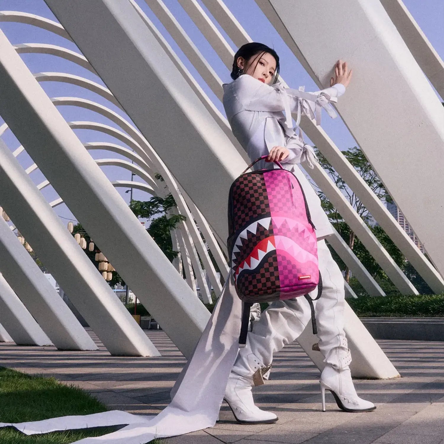 Split Sip Pink Check Dlxsv Backpack