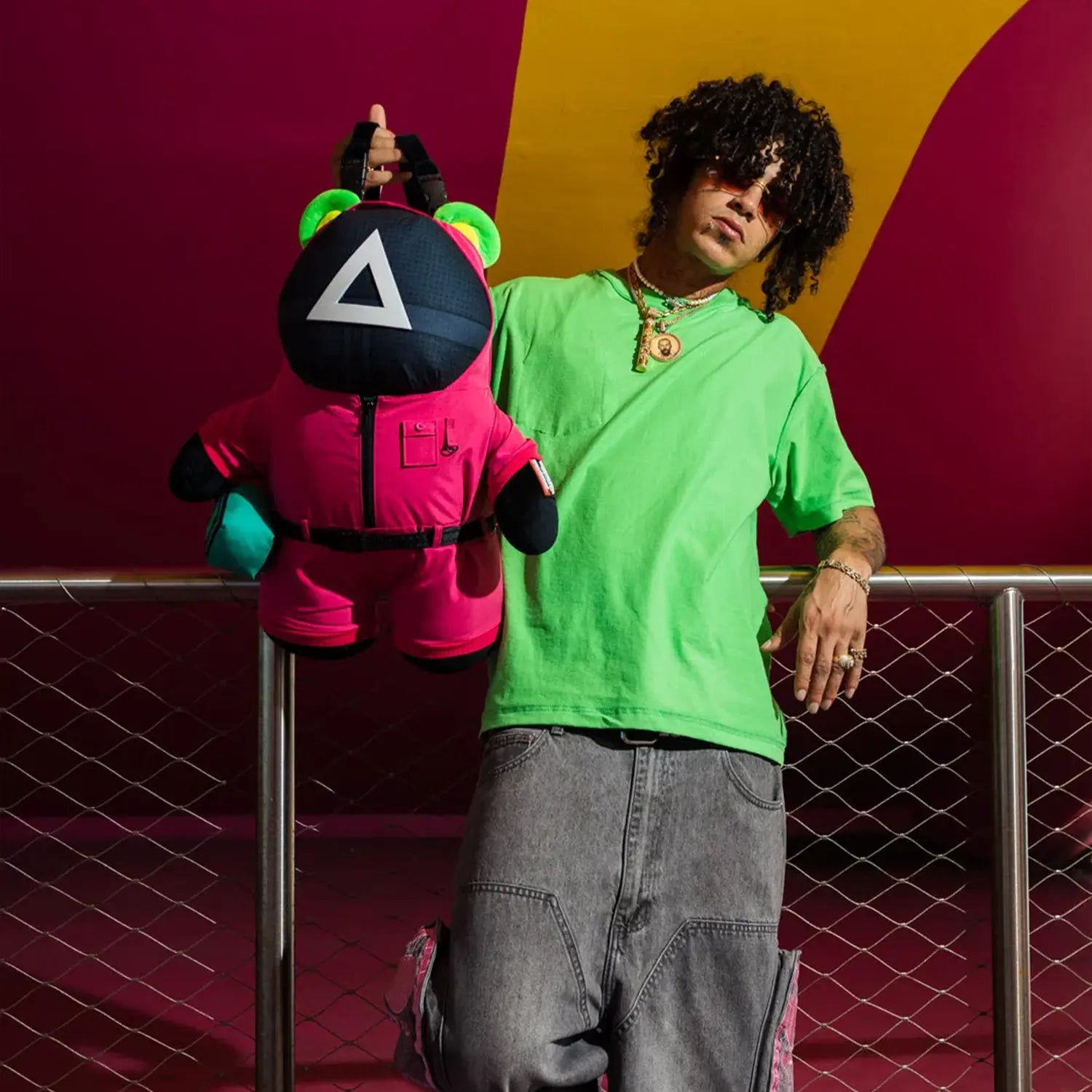 sprayground-squid-game-pink-soldier-bear-backpack-b6985