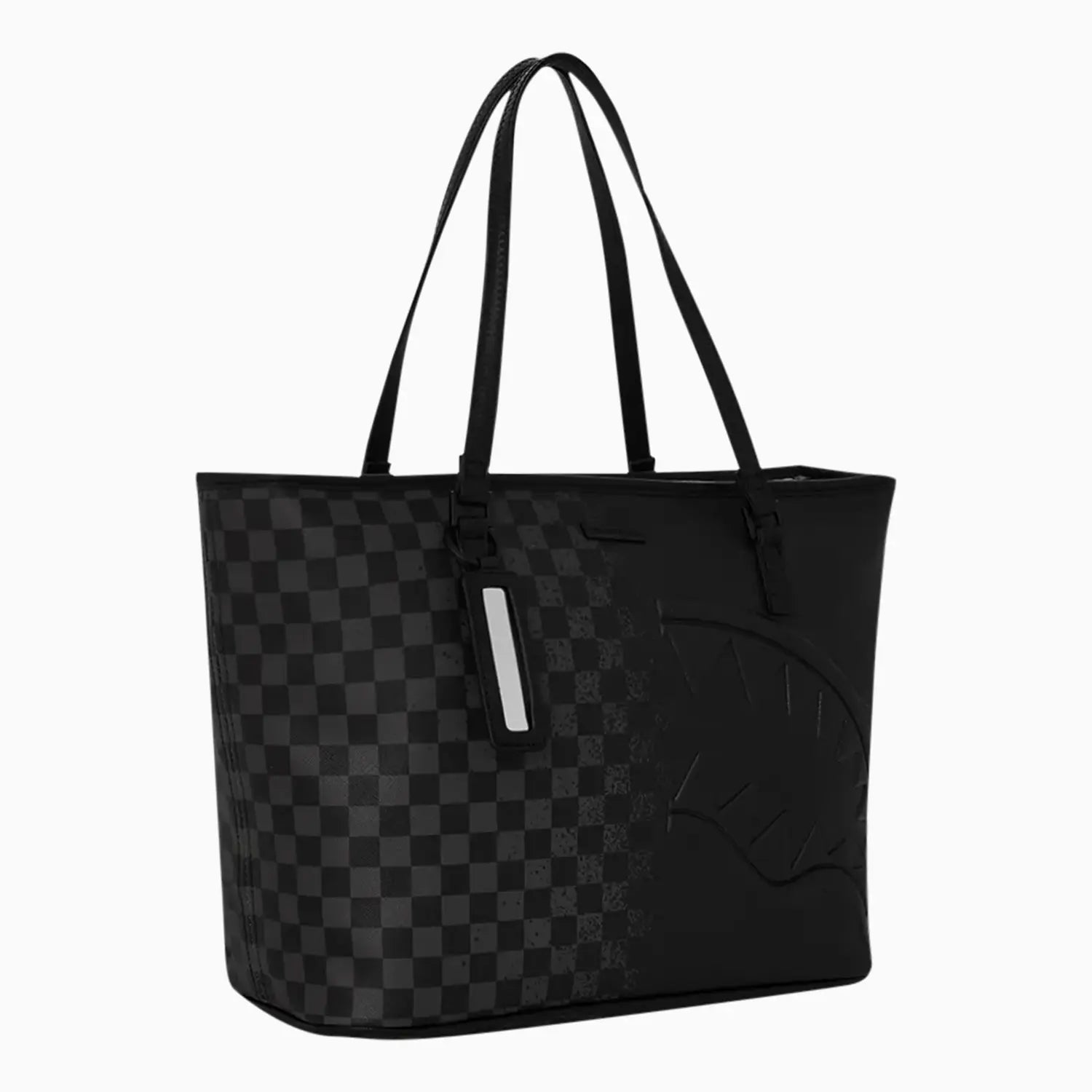 sprayground-womens-spritz-grey-check-tote-hand-bag-t6862