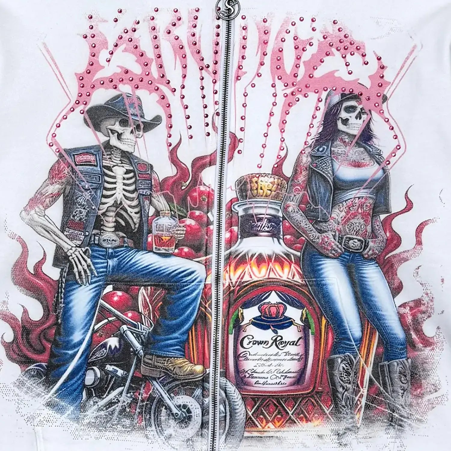 Stray Men's Graphic Skeleton Rider Zip-Up Hoodie