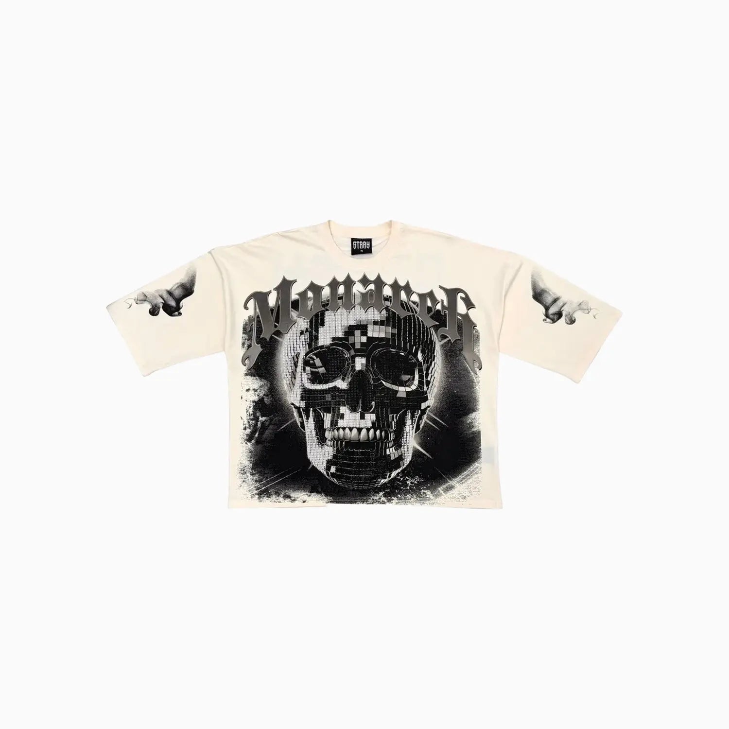 Men's Monarch Digital Skull Oversized Graphic T-Shirt Stray - Tops and Bottoms USA