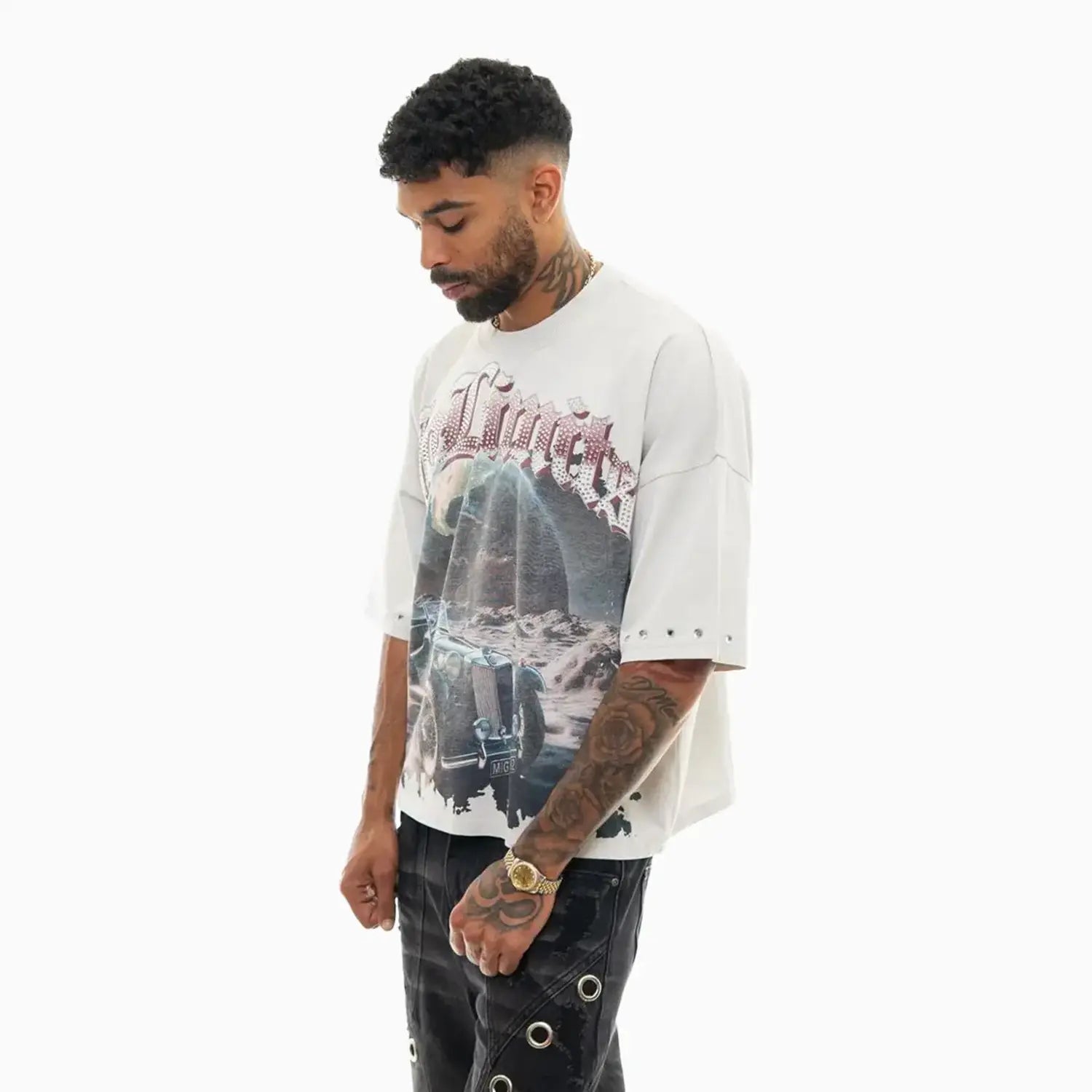 Men's Only Goals Oversized Graphic T-Shirt Stray - Tops and Bottoms USA