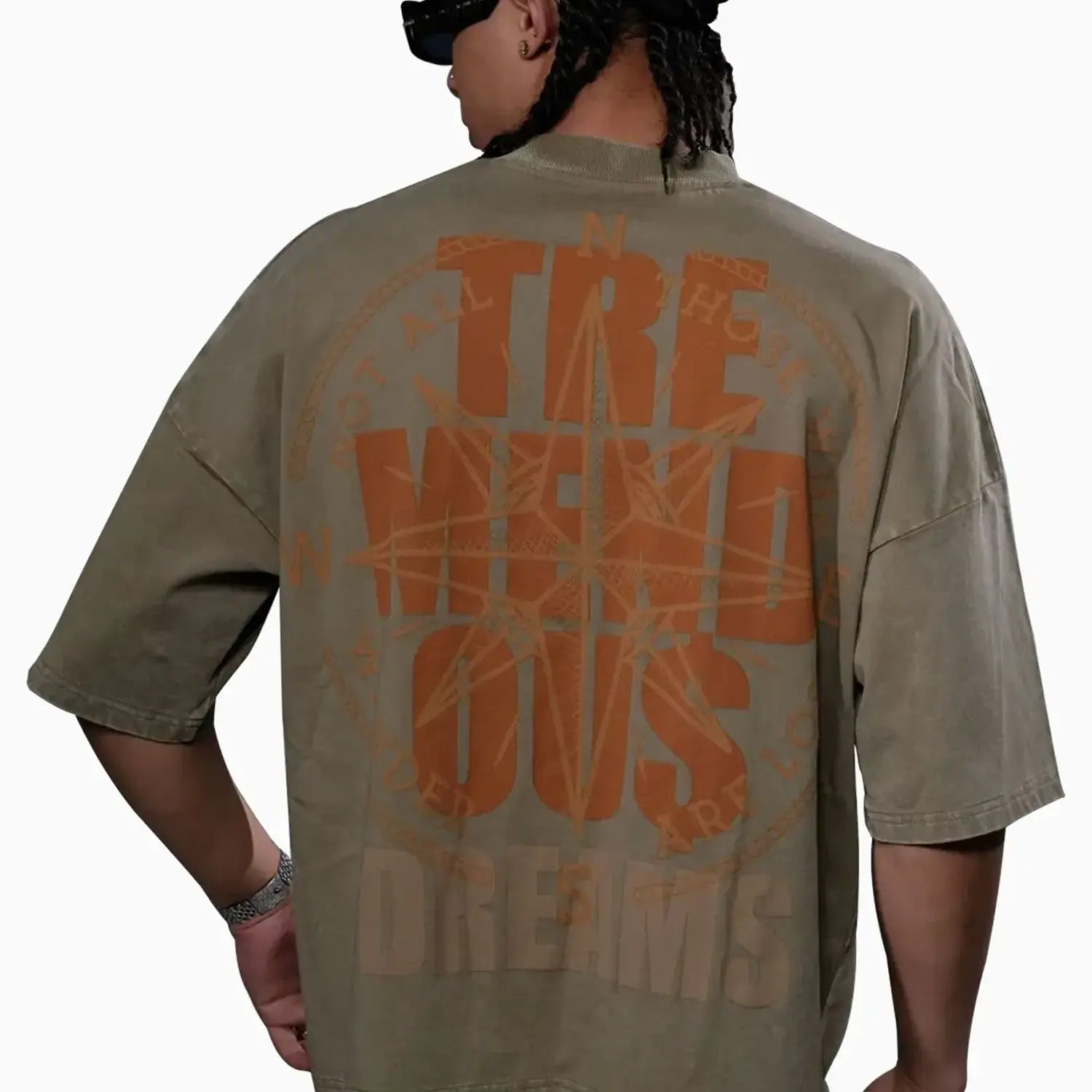 Men's Wide Crop Fit Drop Shoulders T-Shirt Stray - Tops and Bottoms USA