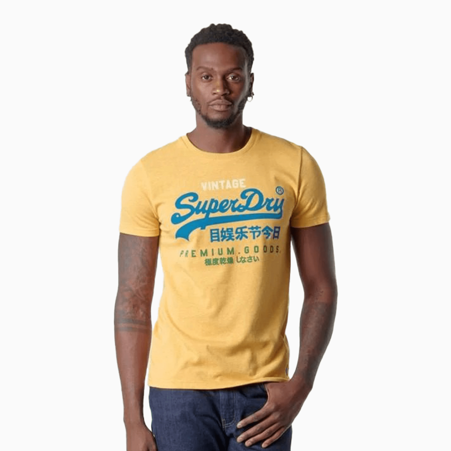 SUPERDRY US | Men's Vintage Logo Tri T-Shirt - Color: Ochre Marl - Tops and Bottoms USA -