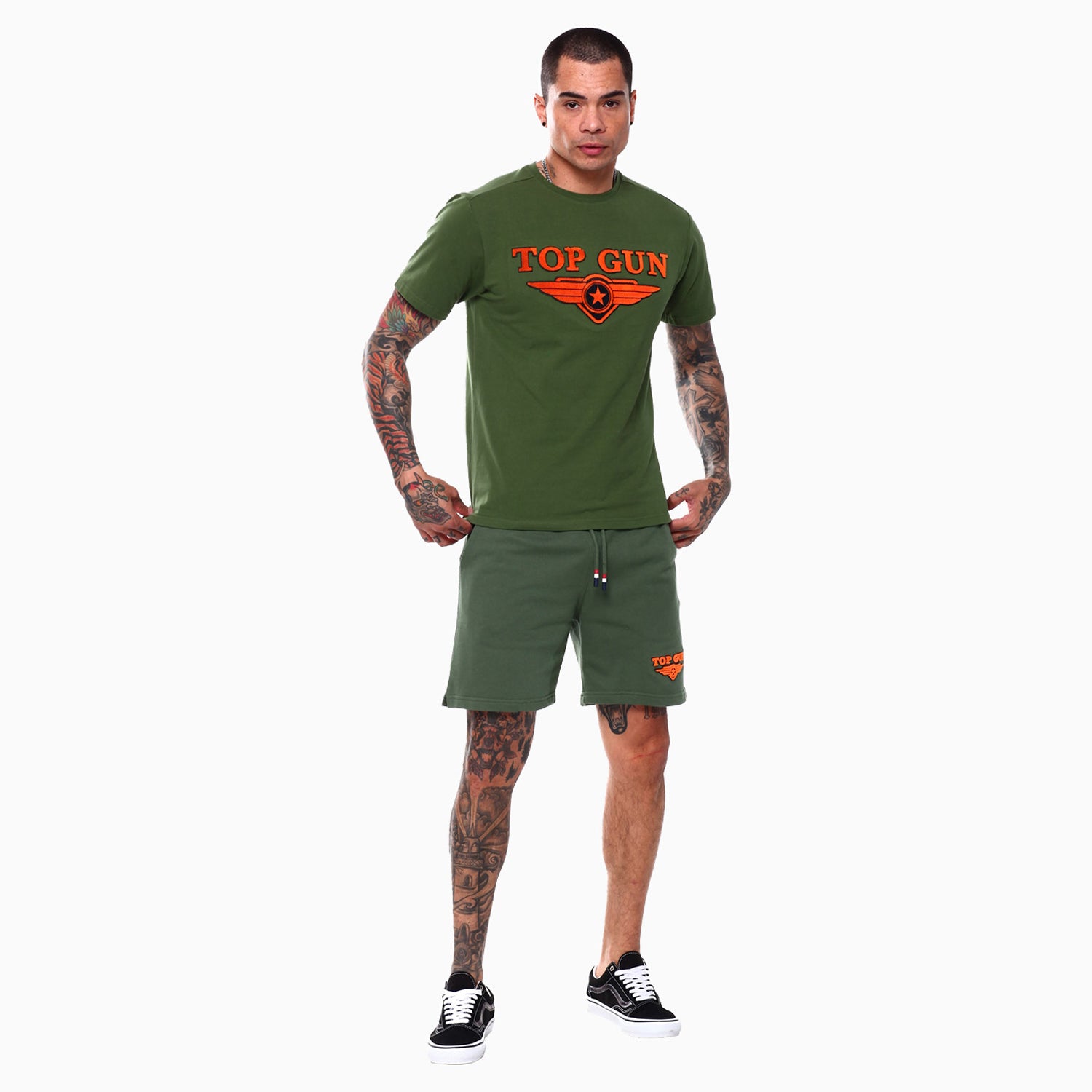 top-gun-mens-embroidered-logo-t-shirt-and-shorts-outfit-tgm2301-green