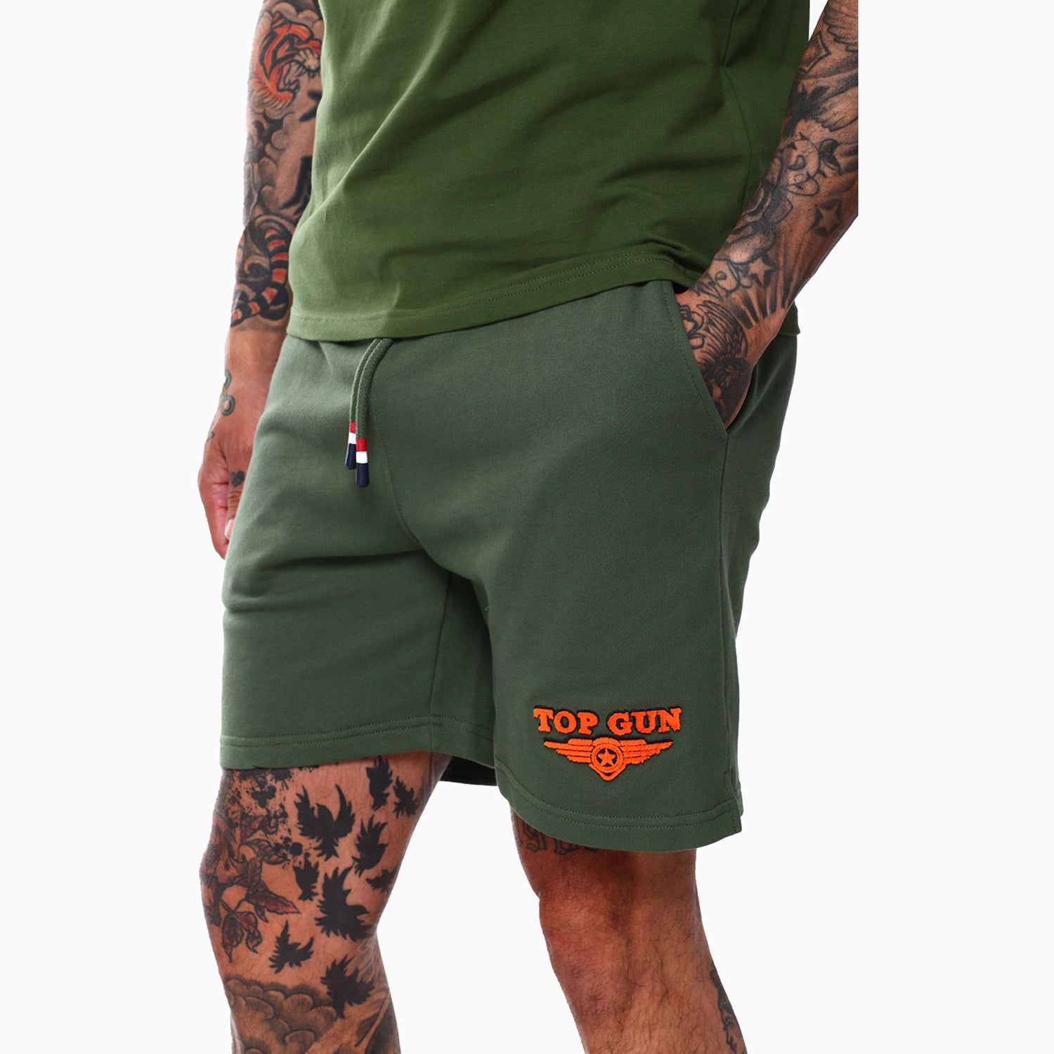 top-gun-mens-embroidered-logo-t-shirt-and-shorts-outfit-tgm2301-green