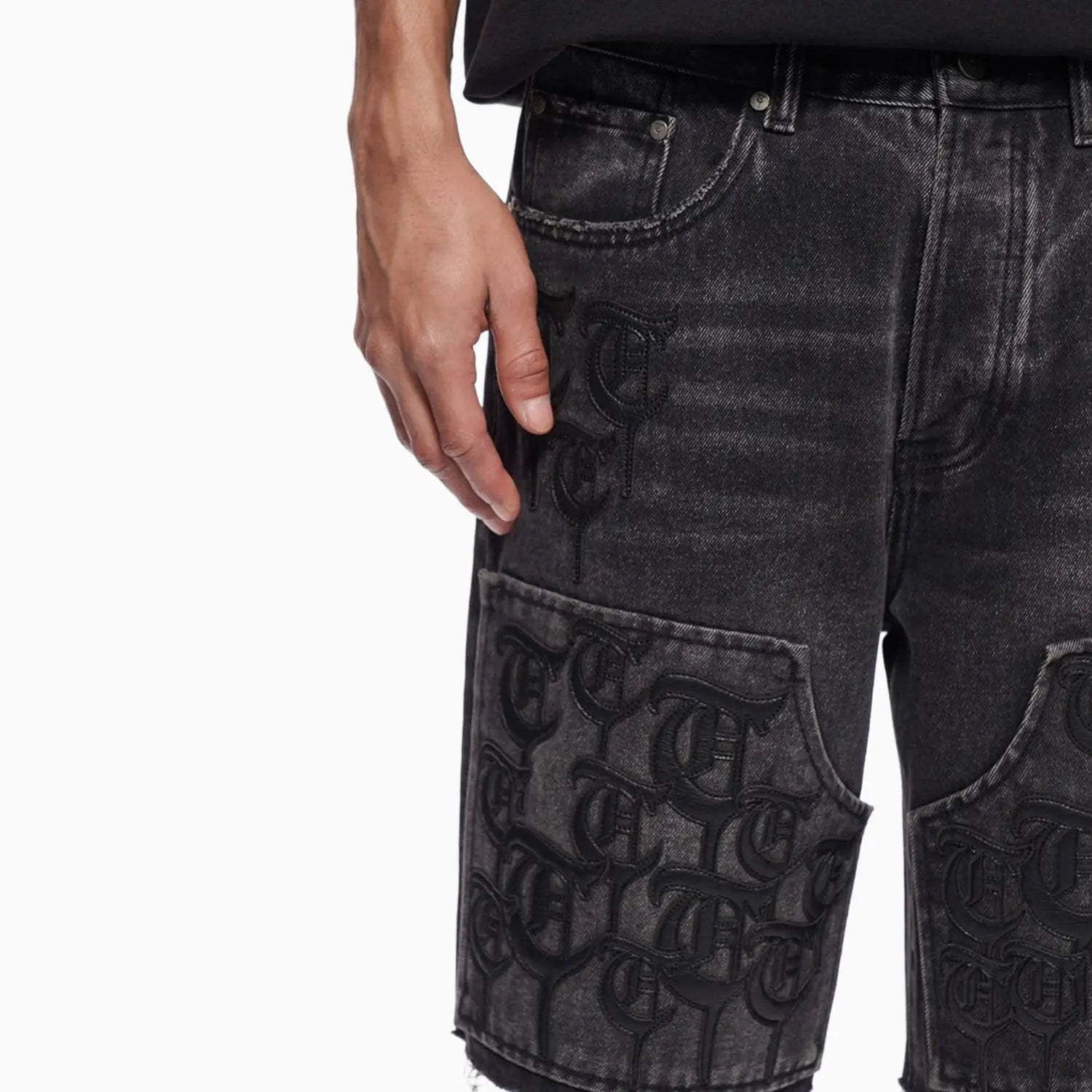 Men's Trnchs Script Denim Shorts Trnchs - Tops and Bottoms USA