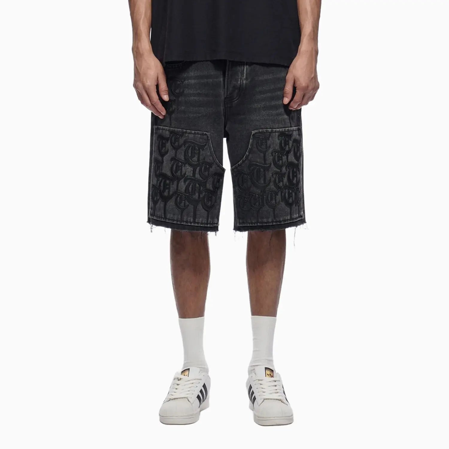 Men's Trnchs Script Denim Shorts Trnchs - Tops and Bottoms USA