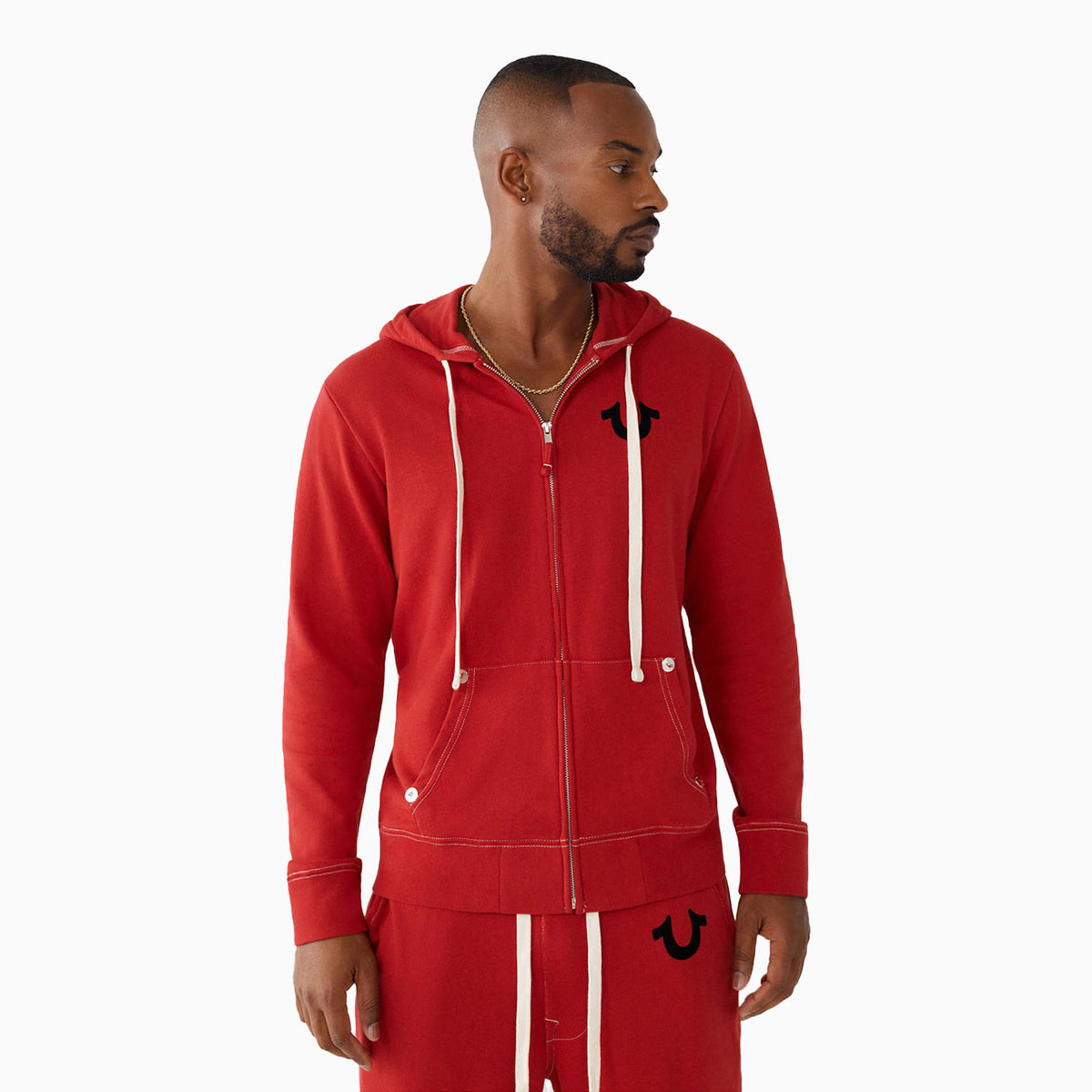 True Religion Men's Buddha Logo Zip Up Hoodie