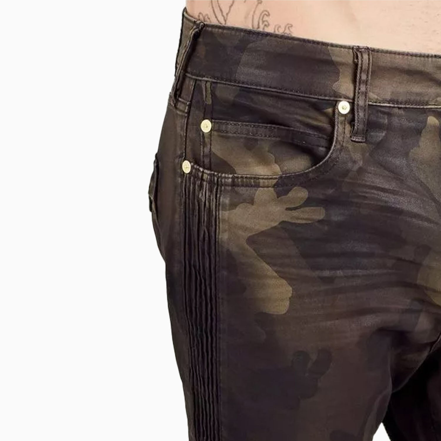 Men's Mid Rise Camouflage Print Denim Jean Pant