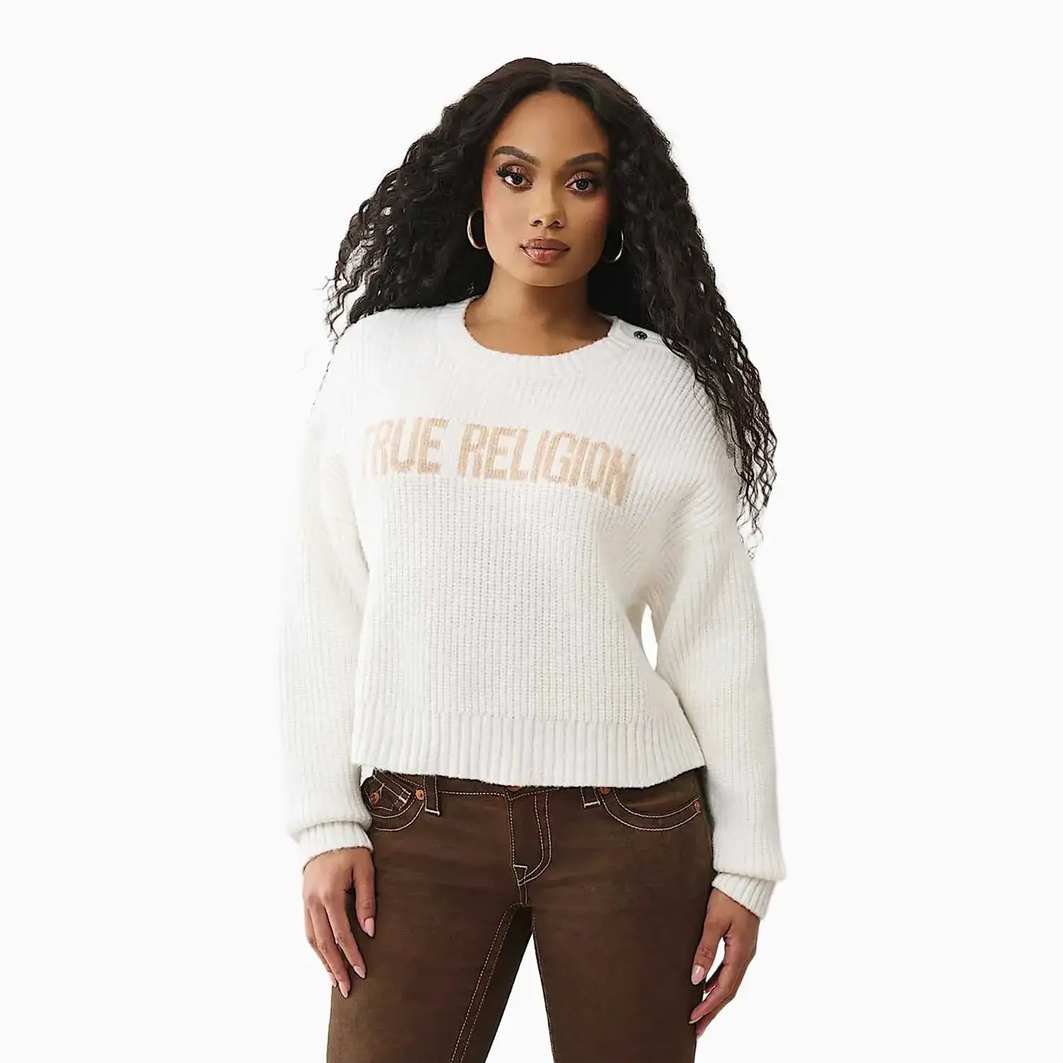 Women's Convertible Cold Shoulder Sweater True Religion - Tops and Bottoms USA